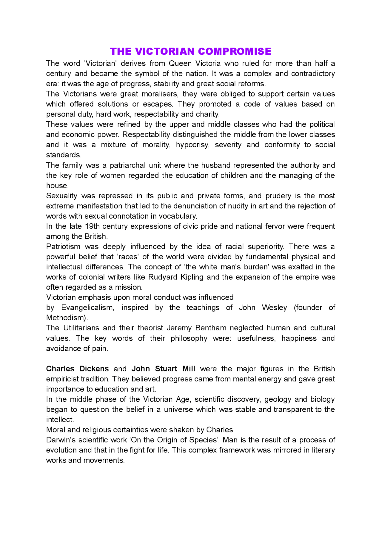 Letteratura inglese quinto anno Appunti di Inglese Docsity