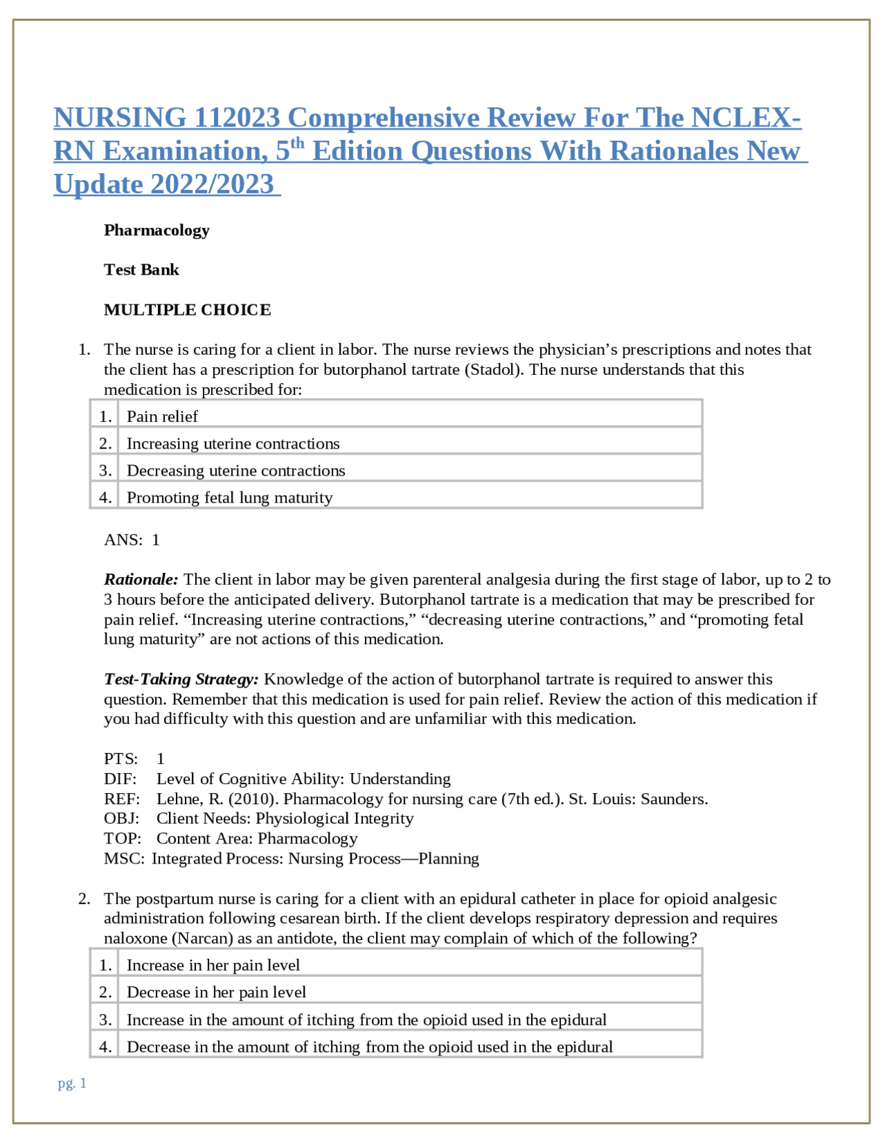 Nclex Notes Rn Review.pdf Nursing 112023 Comprehensive Review for the NCLEX-RN Examination ...