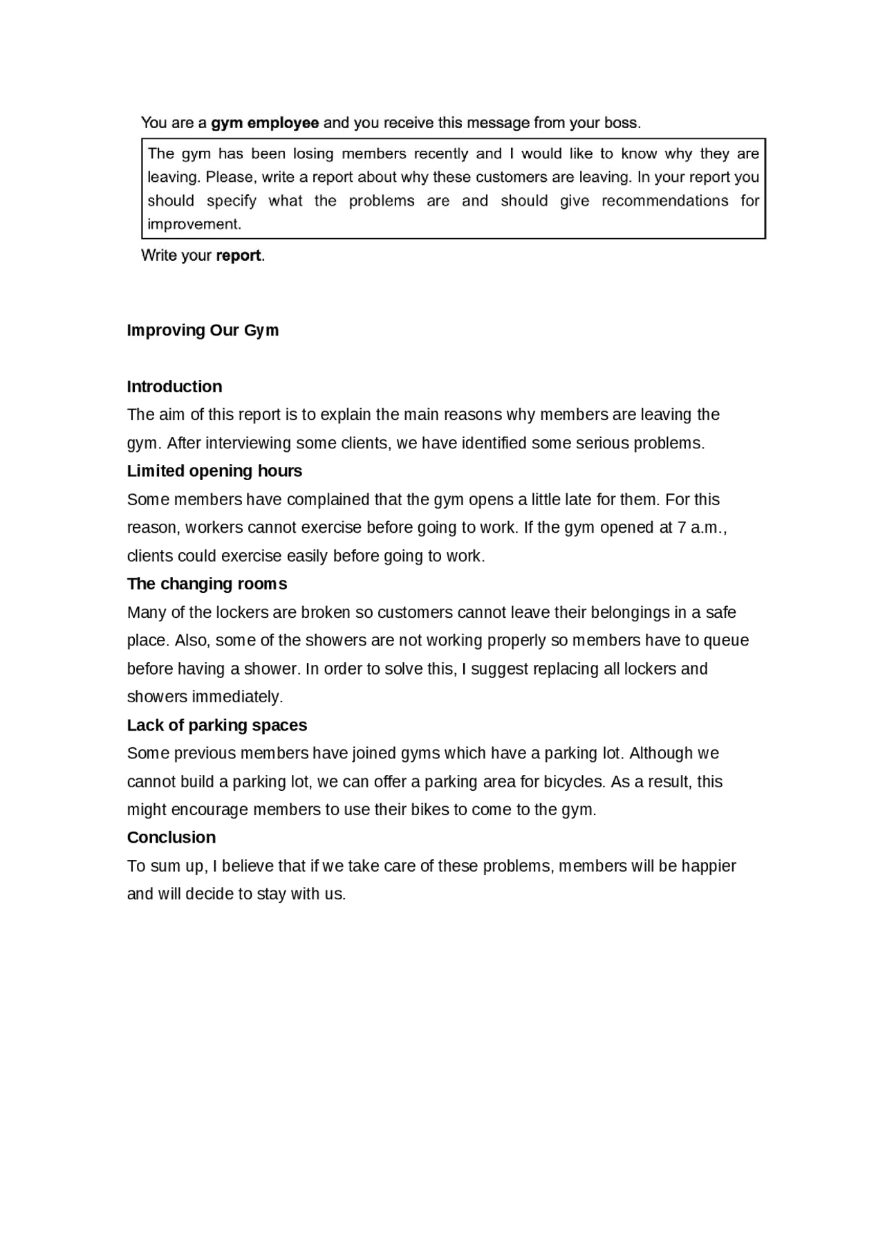 Ejemplo de report en inglés Apuntes de Inglés Docsity