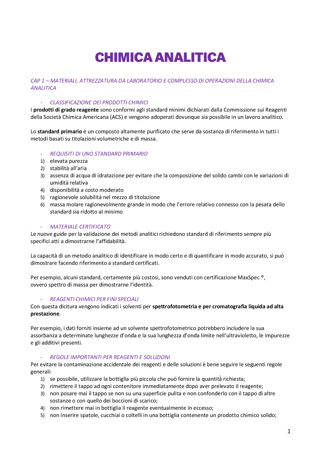 Appunti delle lezioni di chimica analitica | Appunti di Chimica ...