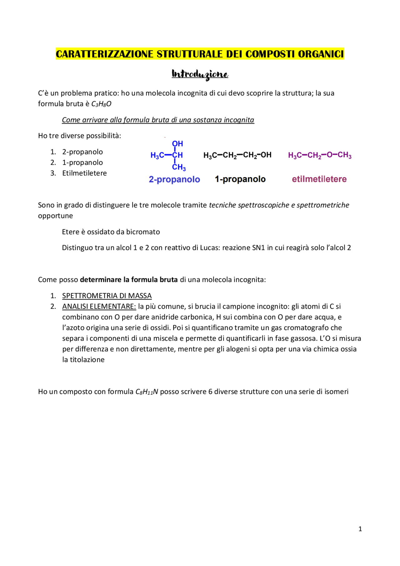 2 formula strutturale del propanolo