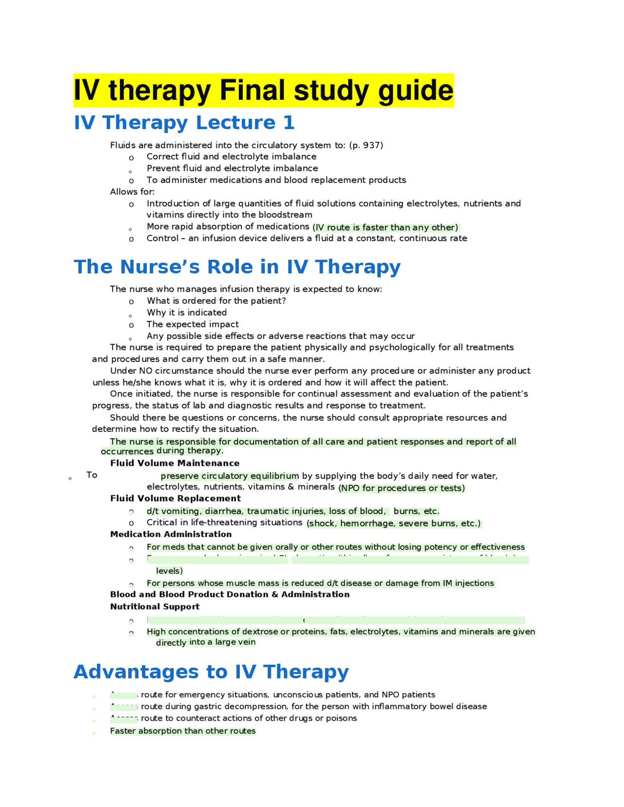 Iv Project IV therapy Final study guide | Study Guides, Projects, Research Nursing ...