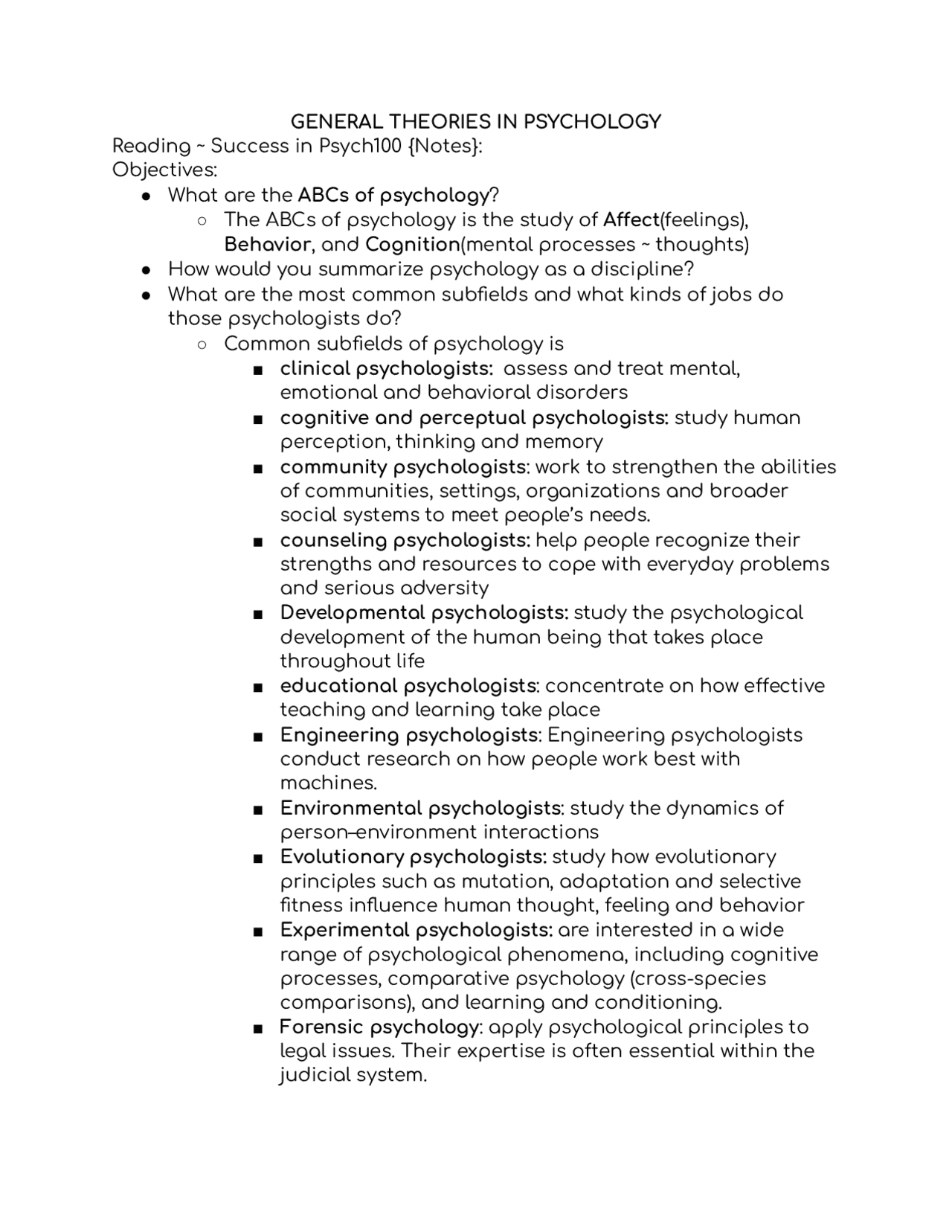Exam Study Guide for first exam | Study Guides, Projects, Research  Psychology | Docsity