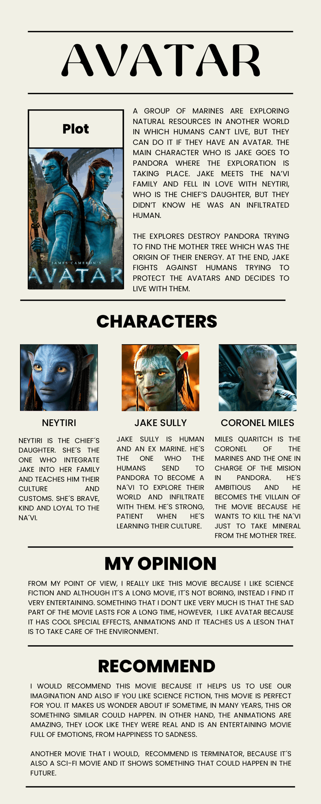 Infografía de Avatar | Diapositivas de Fotografía | Docsity