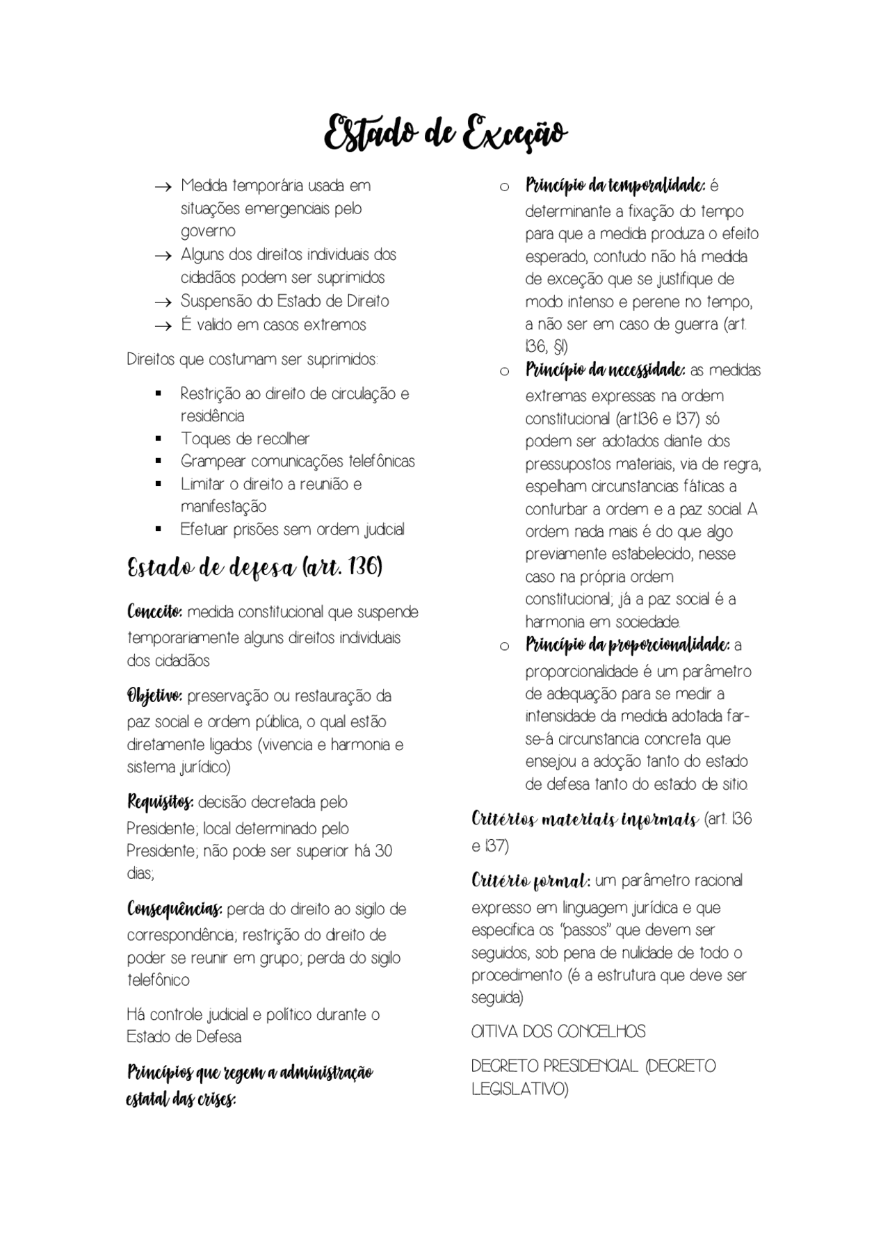 Estado de Exceção - medida temporária em situações emergenciais | Notas ...