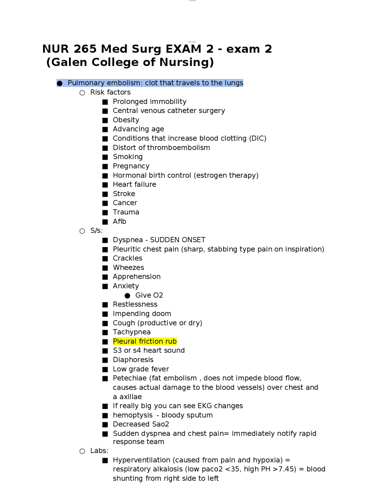 LOMoARcPSD|8945469 NUR 265 Med Surg EXAM 2 - exam 2 (Galen College of ...