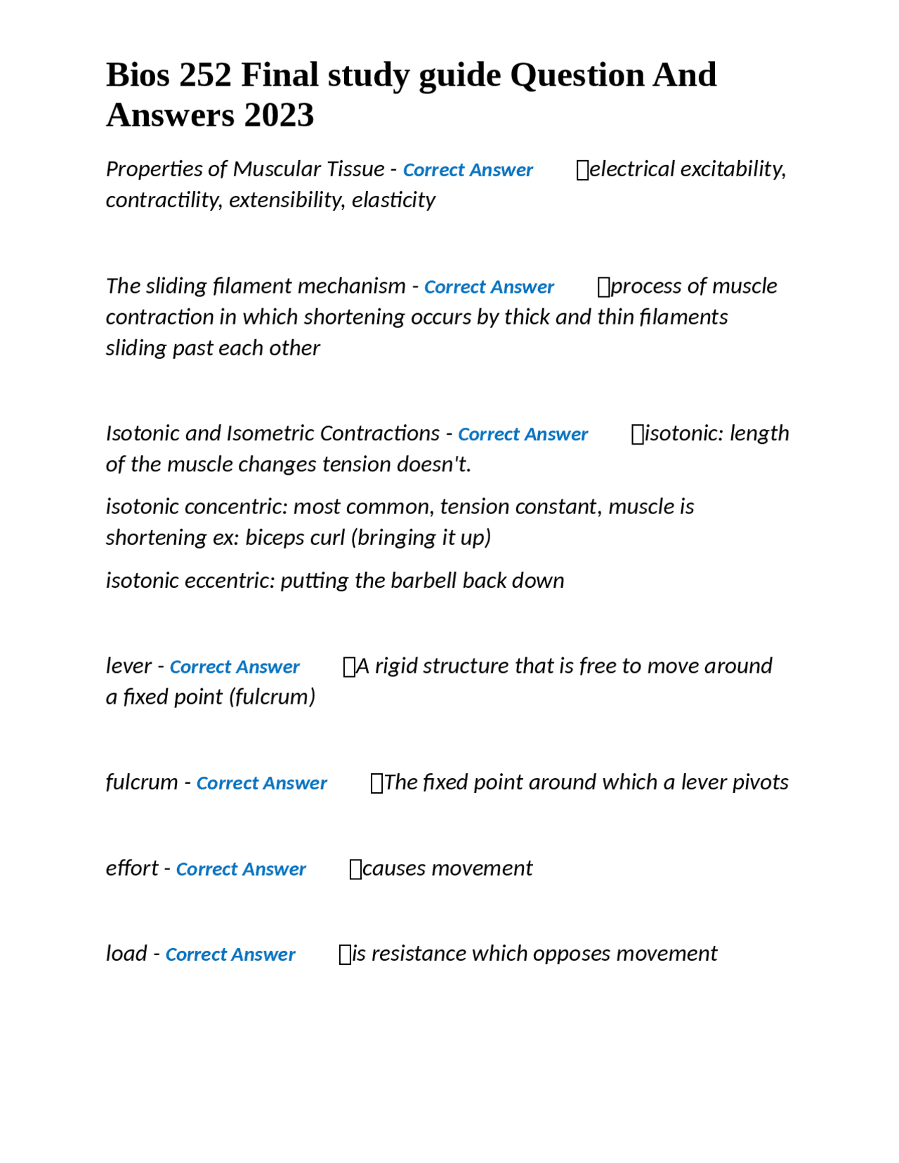 Bios 252 Final study guide Question And Answers 2023 | Exams Nursing ...