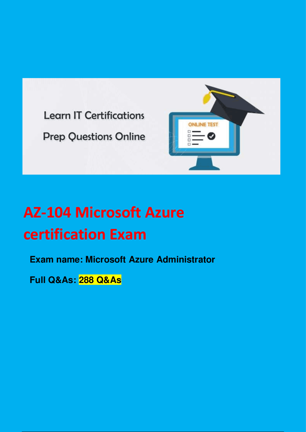AZ-104 Microsoft Azure certification Exam | Exams Information ...
