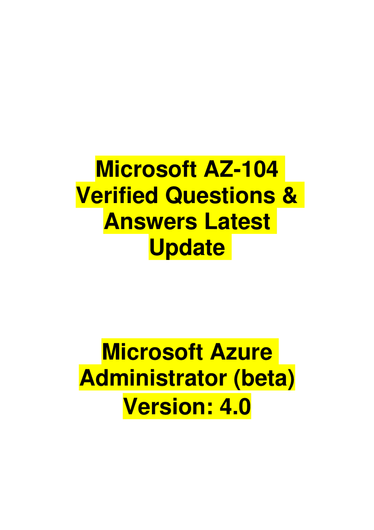 Microsoft AZ-104 Verified Questions & Answers Latest Update | Exams ...