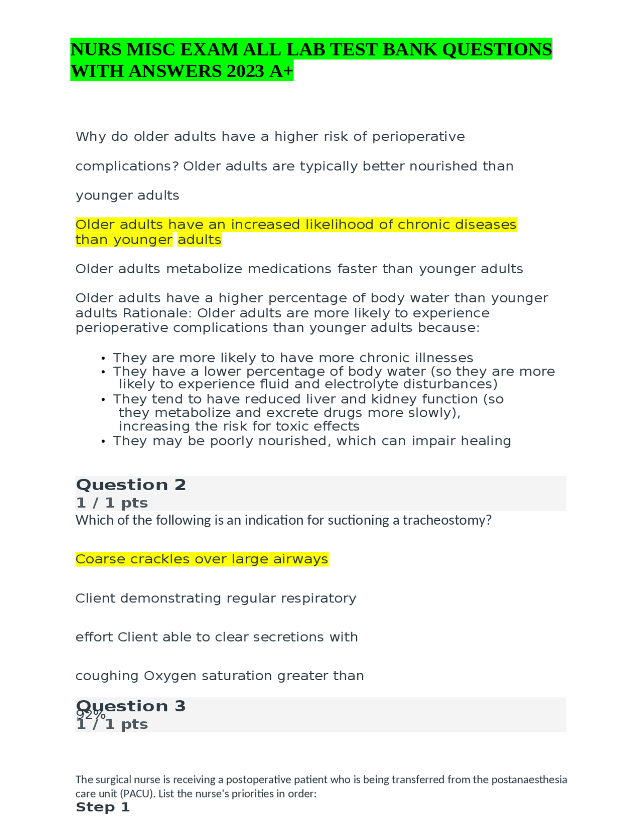 NURS MISC EXAM ALL LAB TEST BANK QUESTIONS WITH ANSWERS 2023 A+ | Exams ...