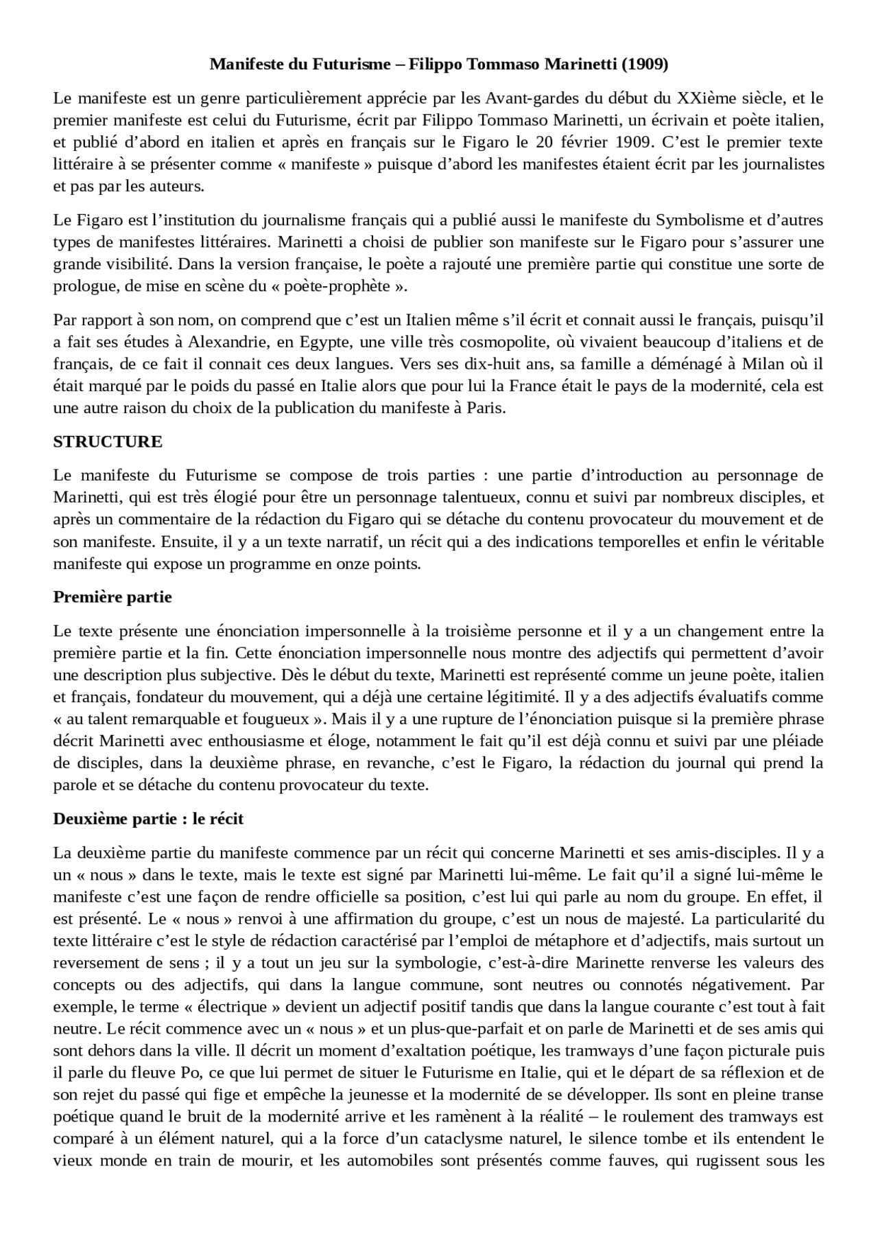 manifesto del futurismo testo pdf