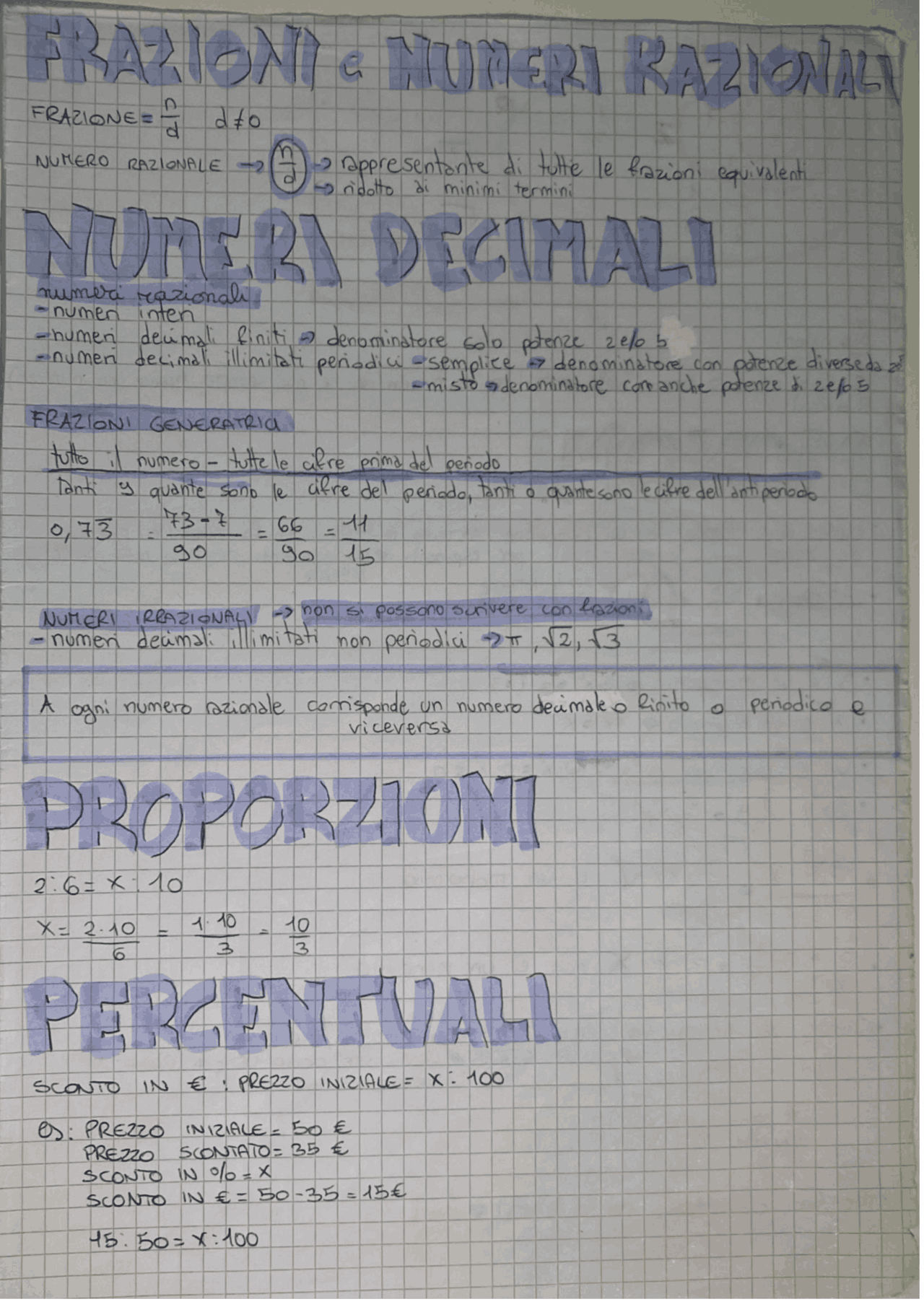Frazioni, numeri decimali, proporzioni, percentuali, monomi, polinomi ...