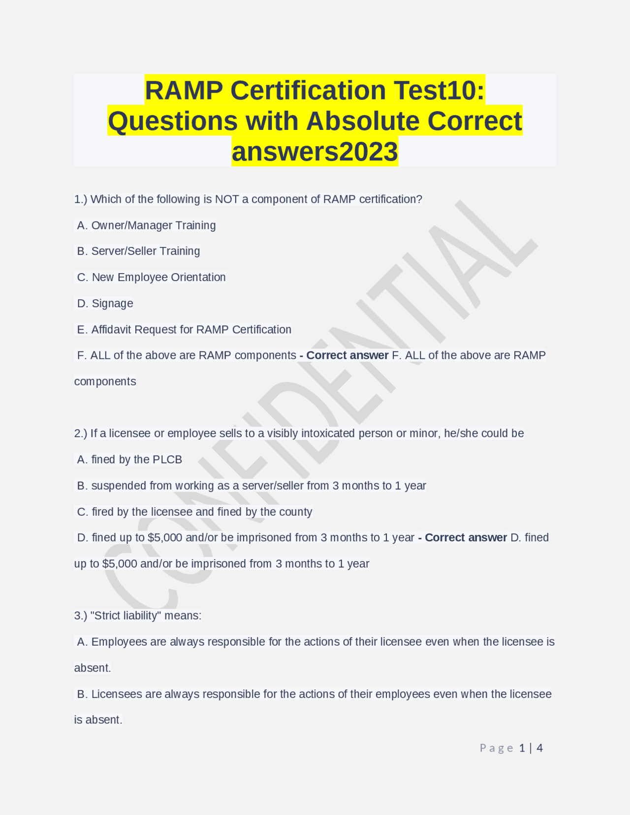 RAMP Certification Test10: Questions with Absolute Correct answers2023 ...