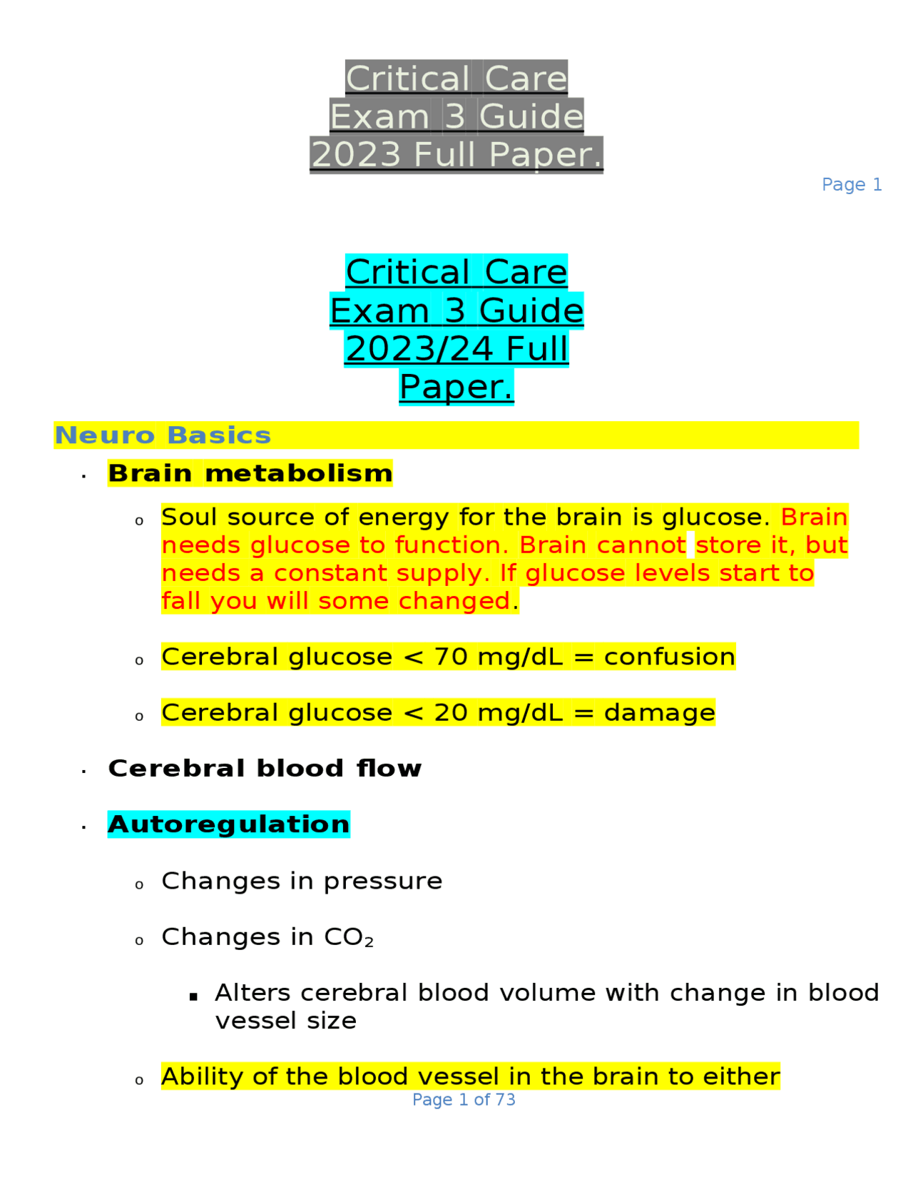 Critical Care Exam 3 Guide 2023/24 Full Paper. | Exams Nursing | Docsity