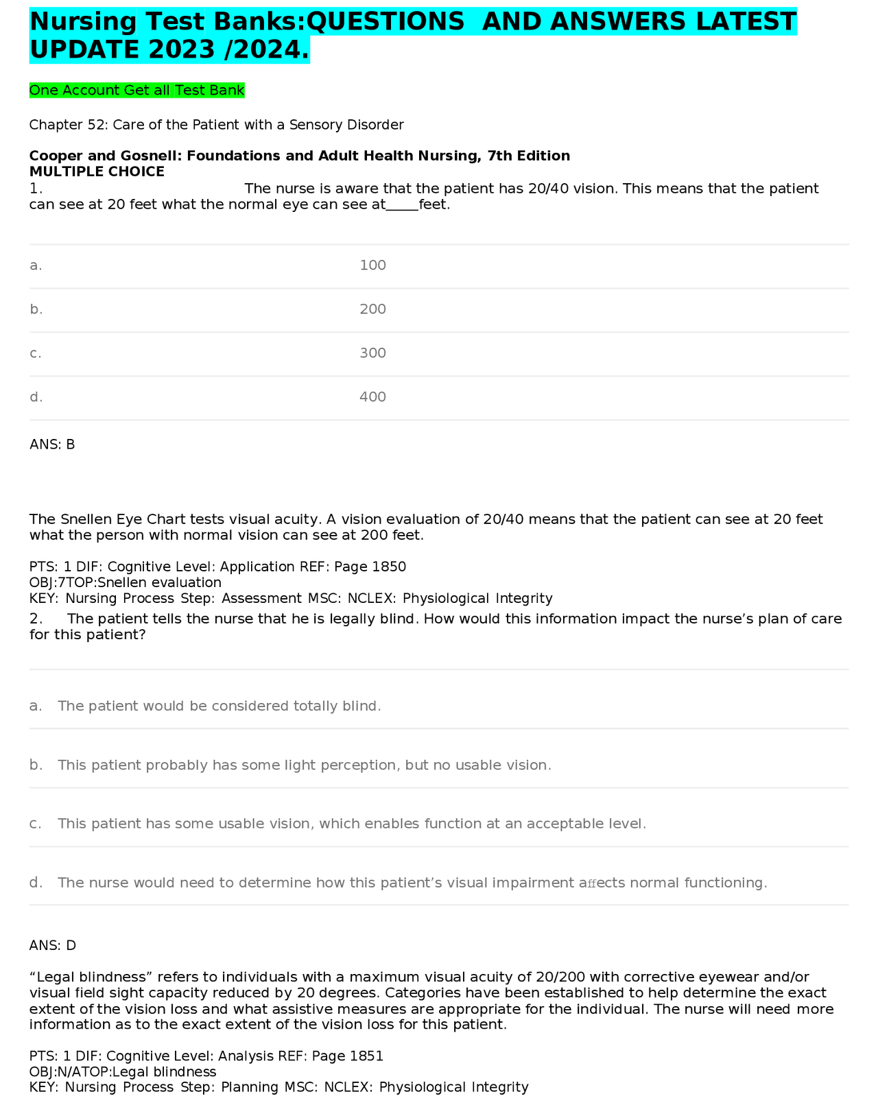 Nursing Test Banks Questions And Answers Latest Update 2023 2024 Exams Nursing Docsity Nursing Test Banks Questions And Answers Latest Update 2023 2024 Exams Nursing Docsity