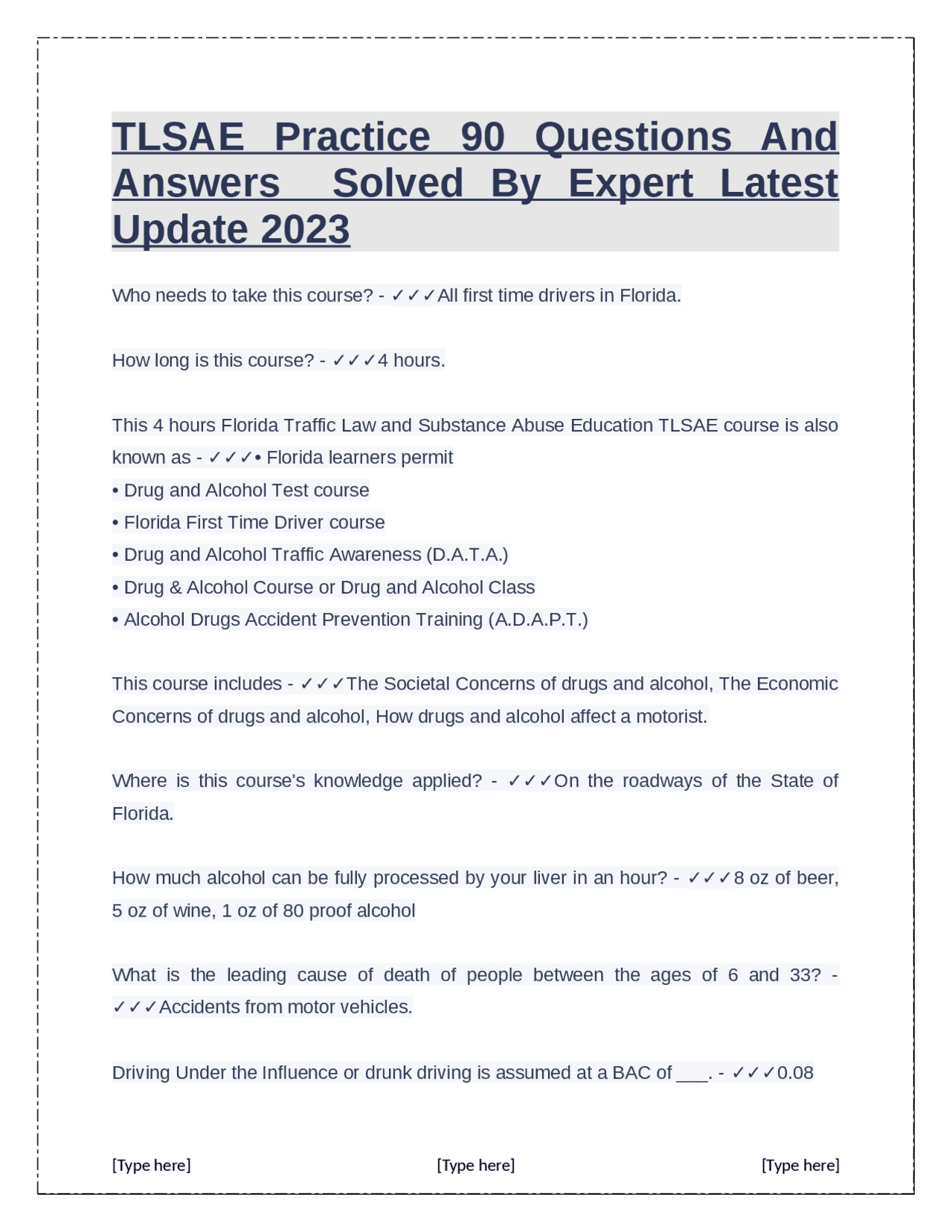 TLSAE Practice 90 Questions And Answers Solved By Expert Latest Update