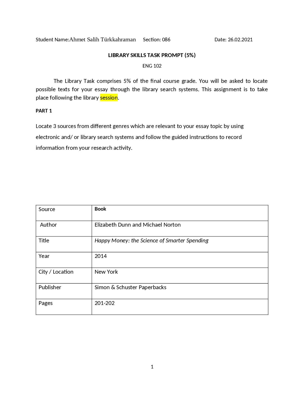 Library task for eng102 | Schemes and Mind Maps English Language | Docsity