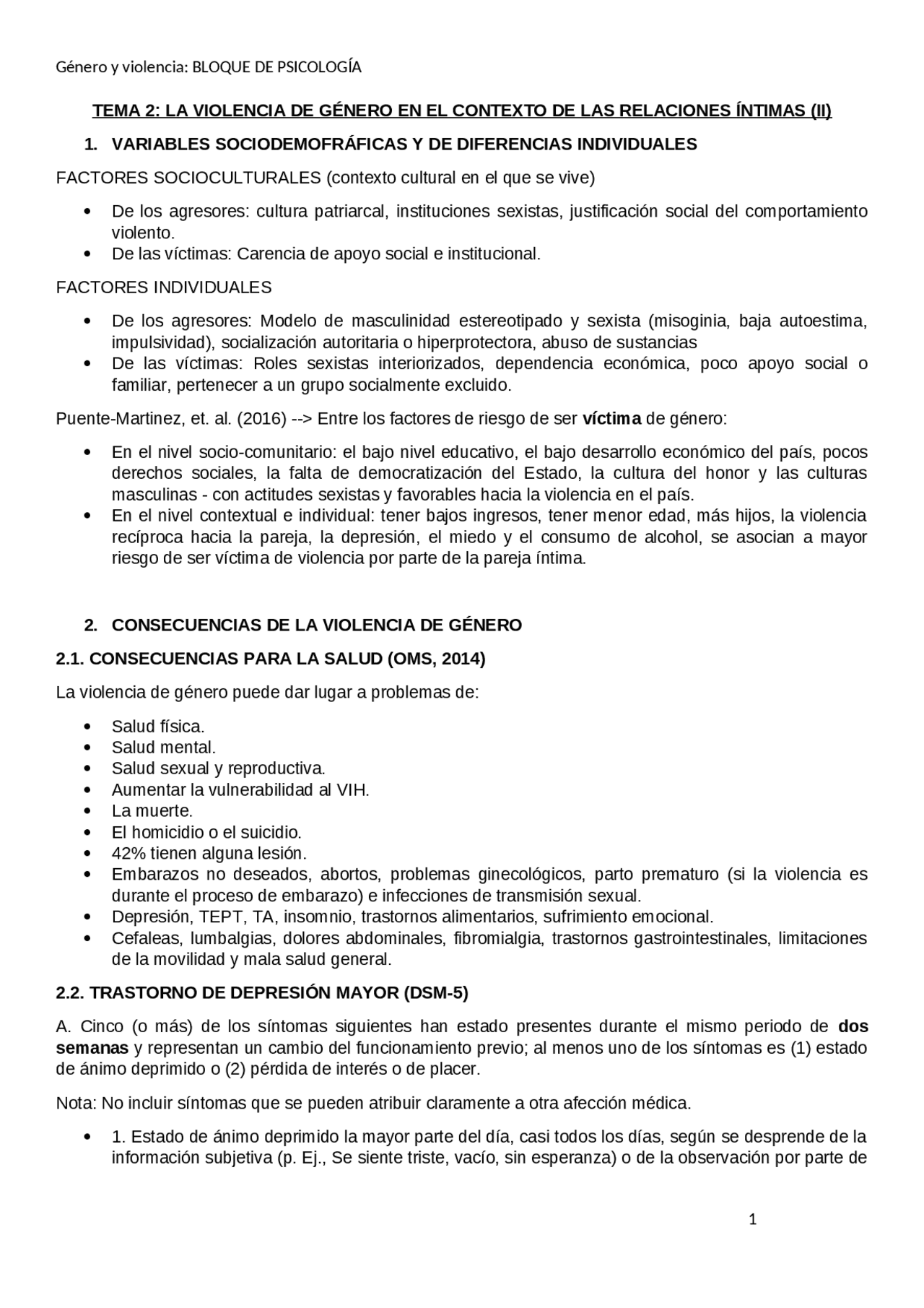 Tema 2 género y violencia | Apuntes de Sociología de Género | Docsity