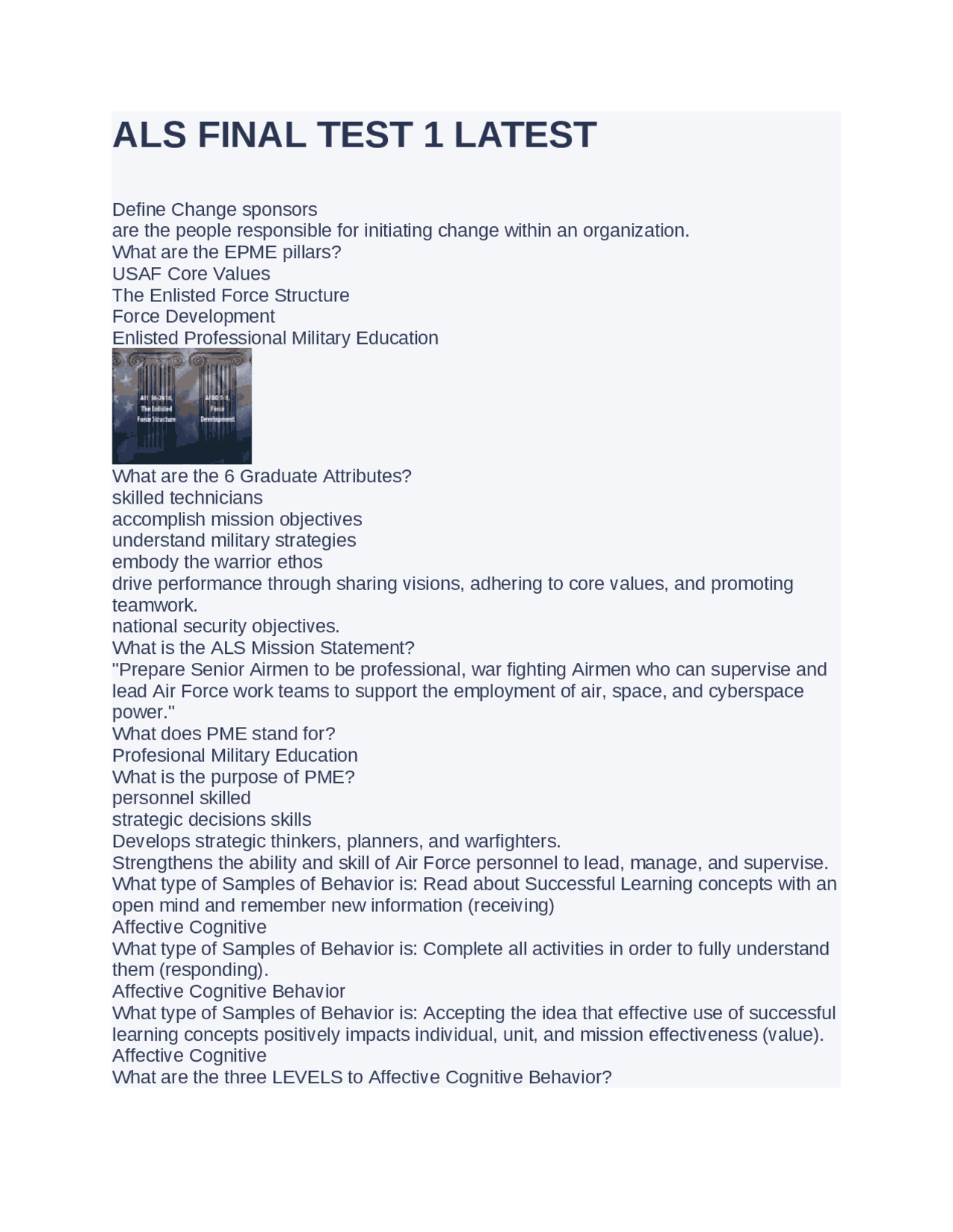 ALS FINAL TEST 1ALS FINAL TEST 1 | Exams Nursing | Docsity
