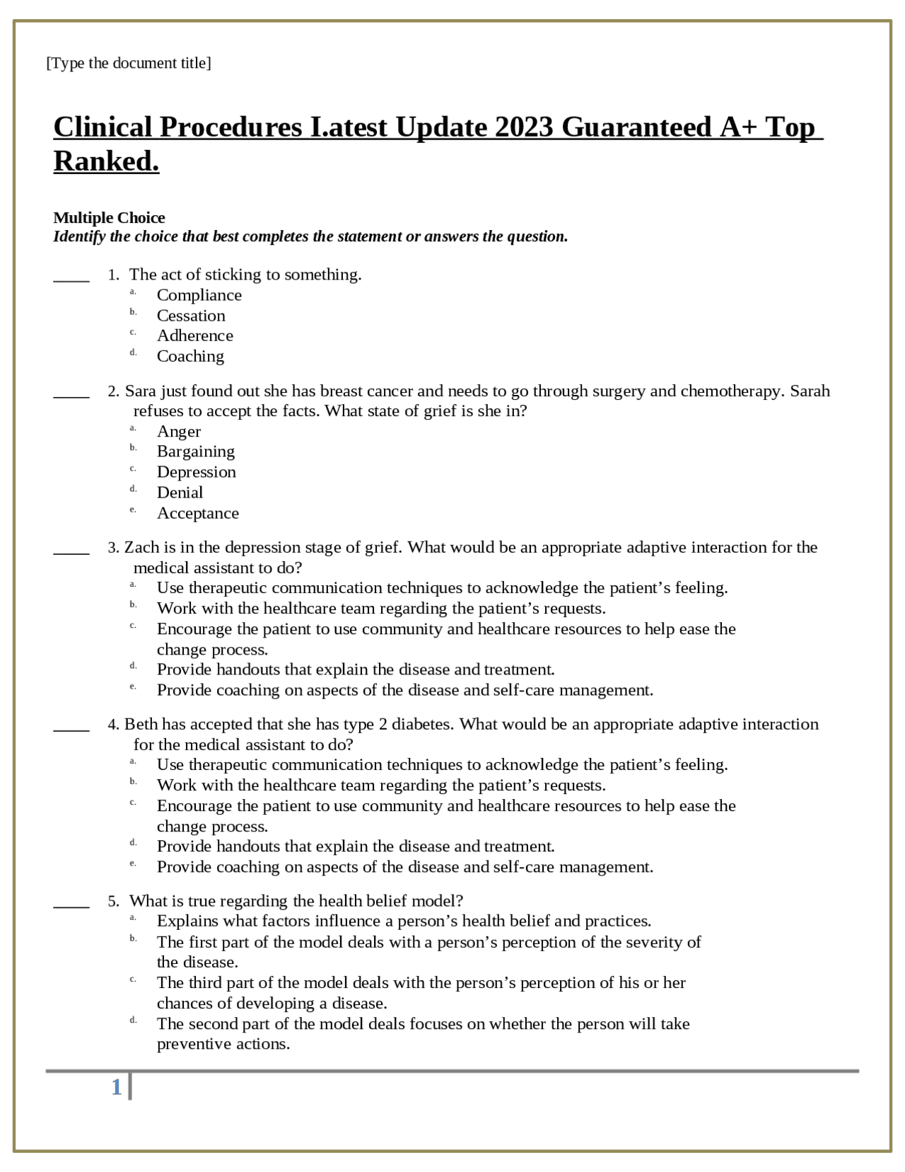 Procedure Update Training Clinical Procedures I.atest Update 2023 Guaranteed A+ Top Ranked ...