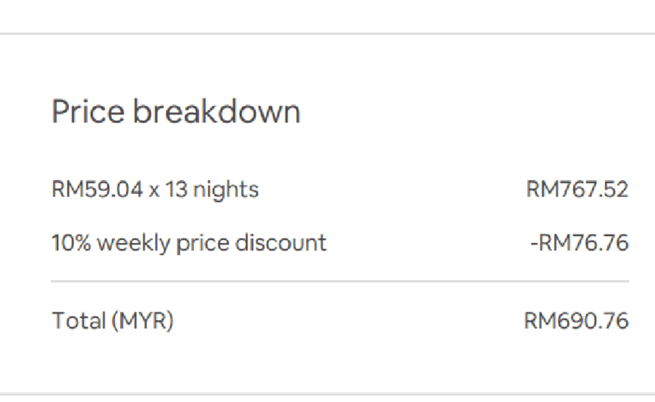 Airbnb breakdown price example | Cheat Sheet Law | Docsity