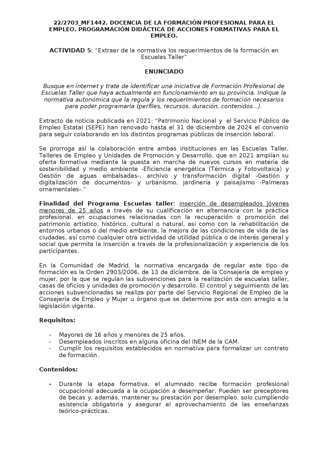 Ejercicio docencia de la formación profesional para el empleo ...