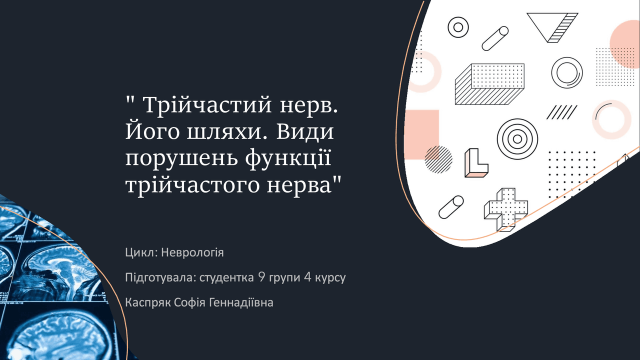 Трійчастий нерв анатомія та функції | Презентации Неврология | Docsity
