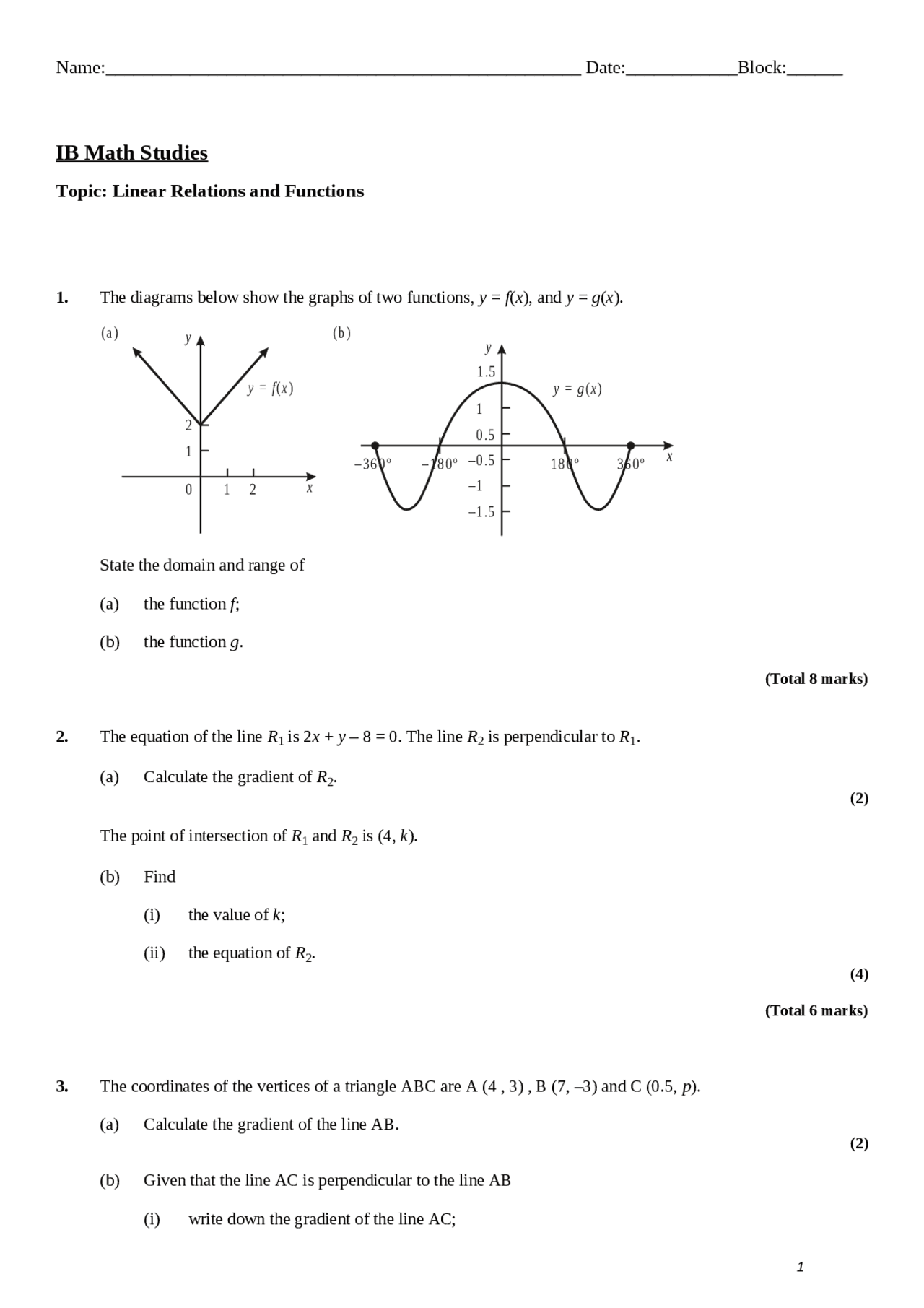 Exploring Linear Relations and Functions in IB Math Studies | Exercises ...