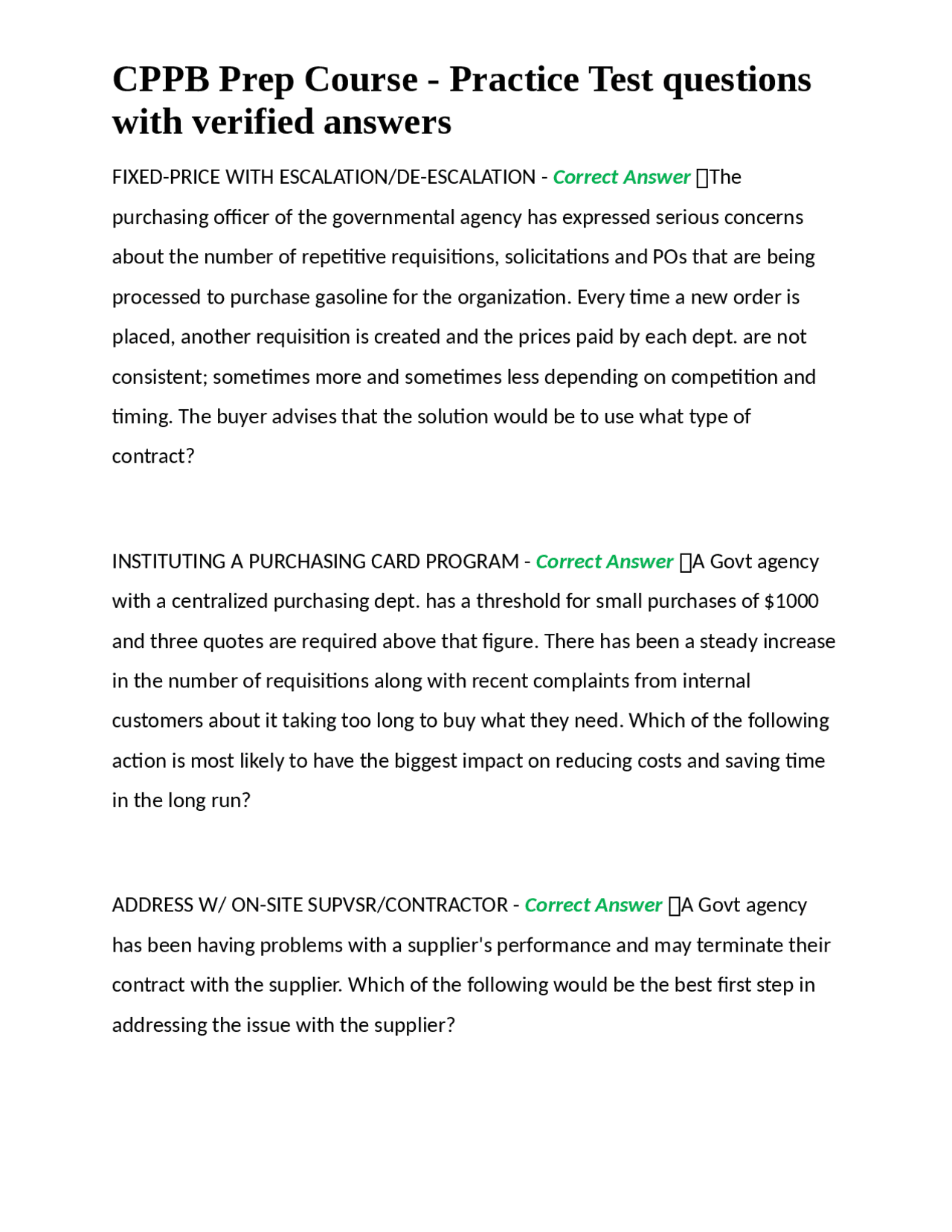CPPB Prep Course - Practice Test questions with verified answers ...