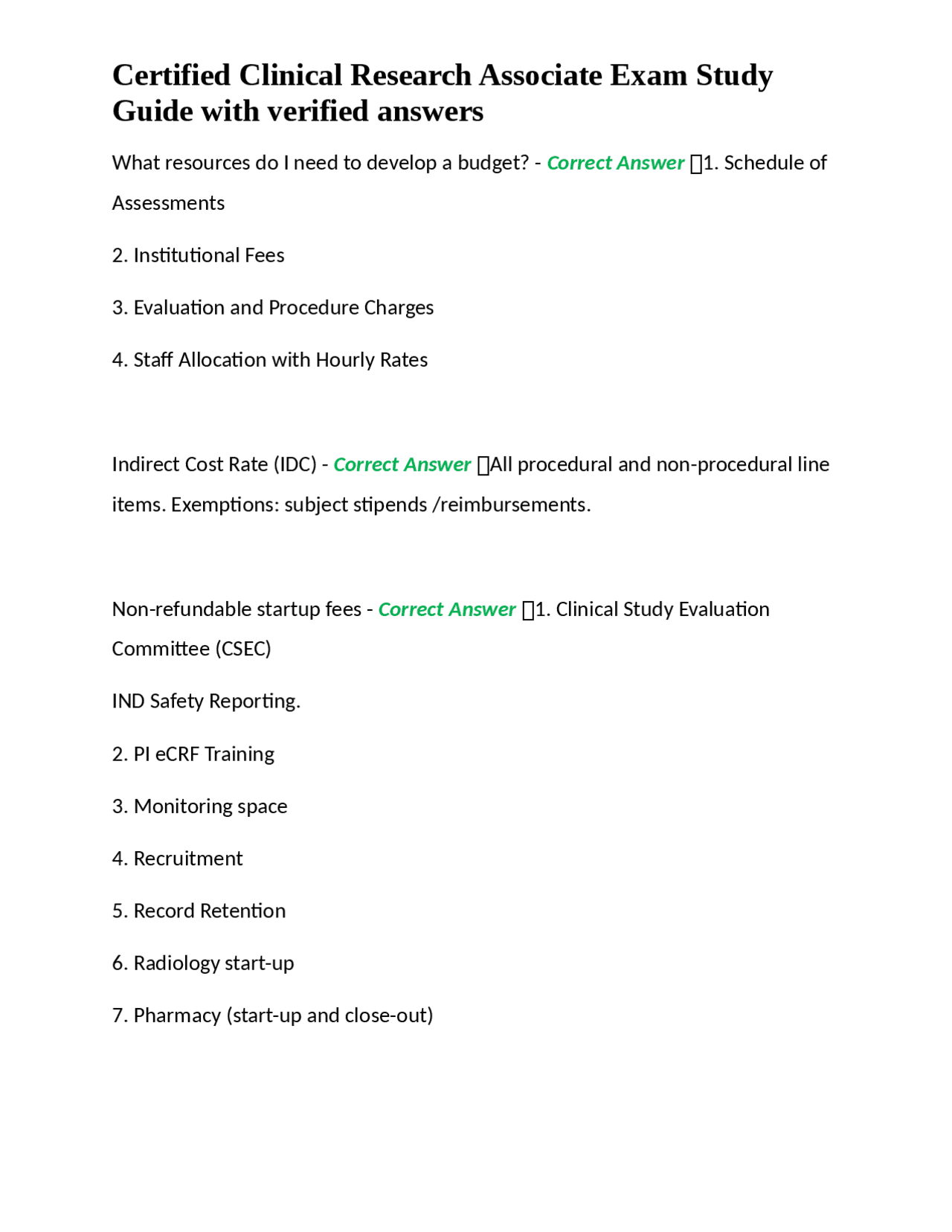 Certified clinical research associate exam study guide with verified