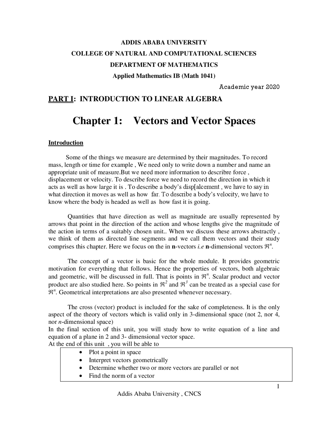 Applied mathematics 1 | Lecture notes Applied Mathematics | Docsity