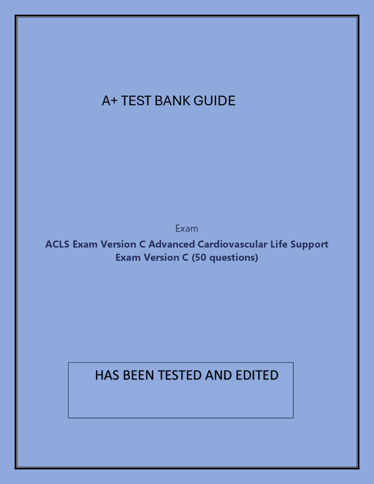 Acls Exam Version C Advanced Cardiovascular Life Support Exams Nursing Docsity Acls Exam Version C Advanced Cardiovascular Life Support Exams Nursing Docsity