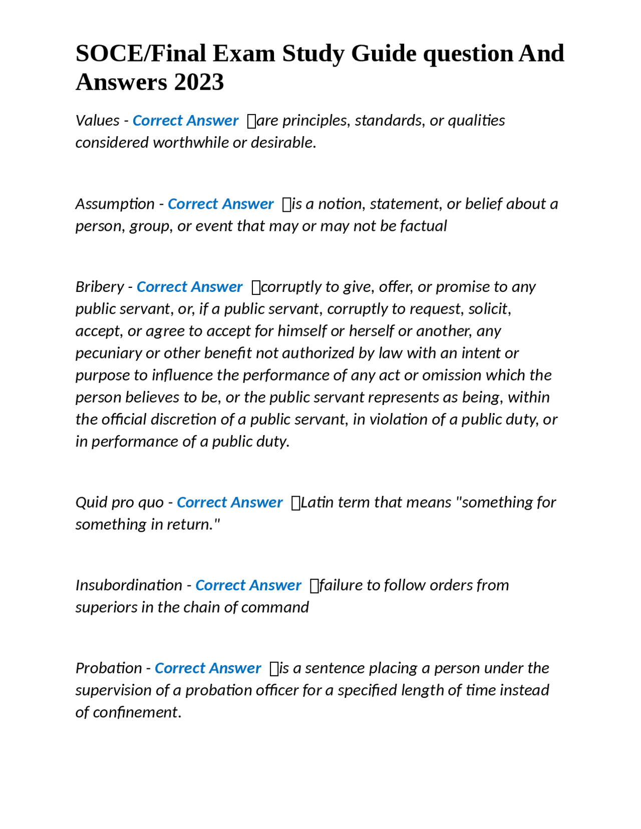 Soce Questions SOCE/Final Exam Study Guide question And Answers 2023 | Exams Nursing ...