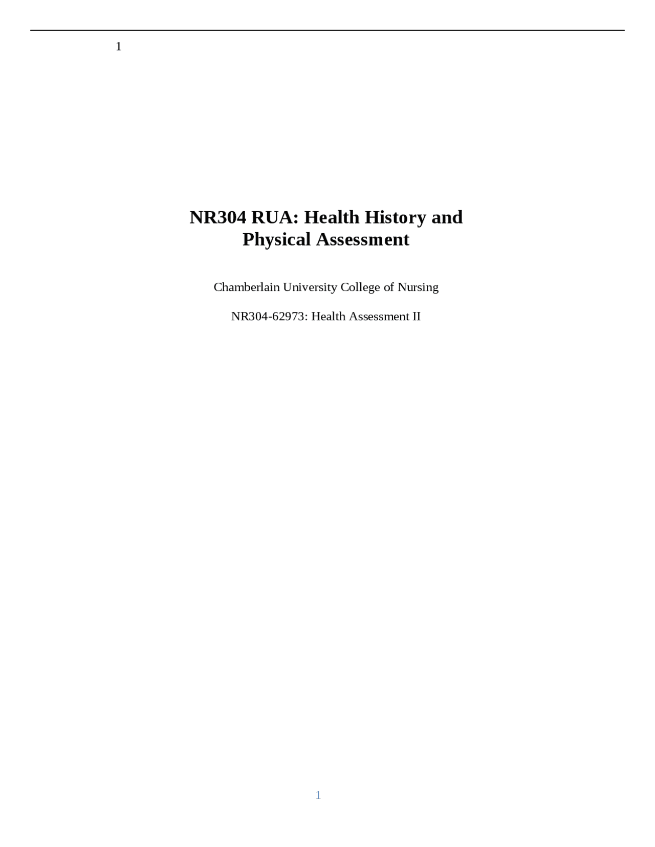 NR304 RUA Health History and Physical Assessment Exams History Docsity