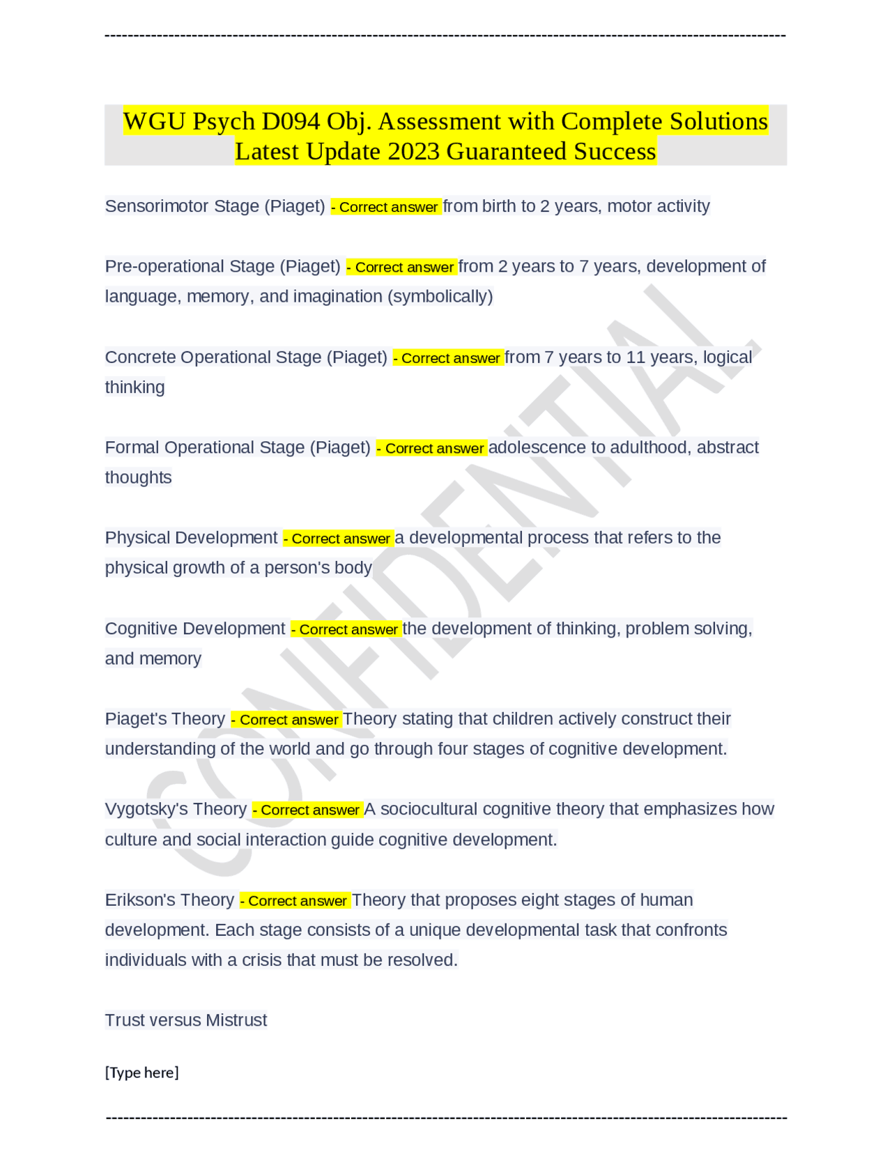 Wgu Psychology - 494rp0u
