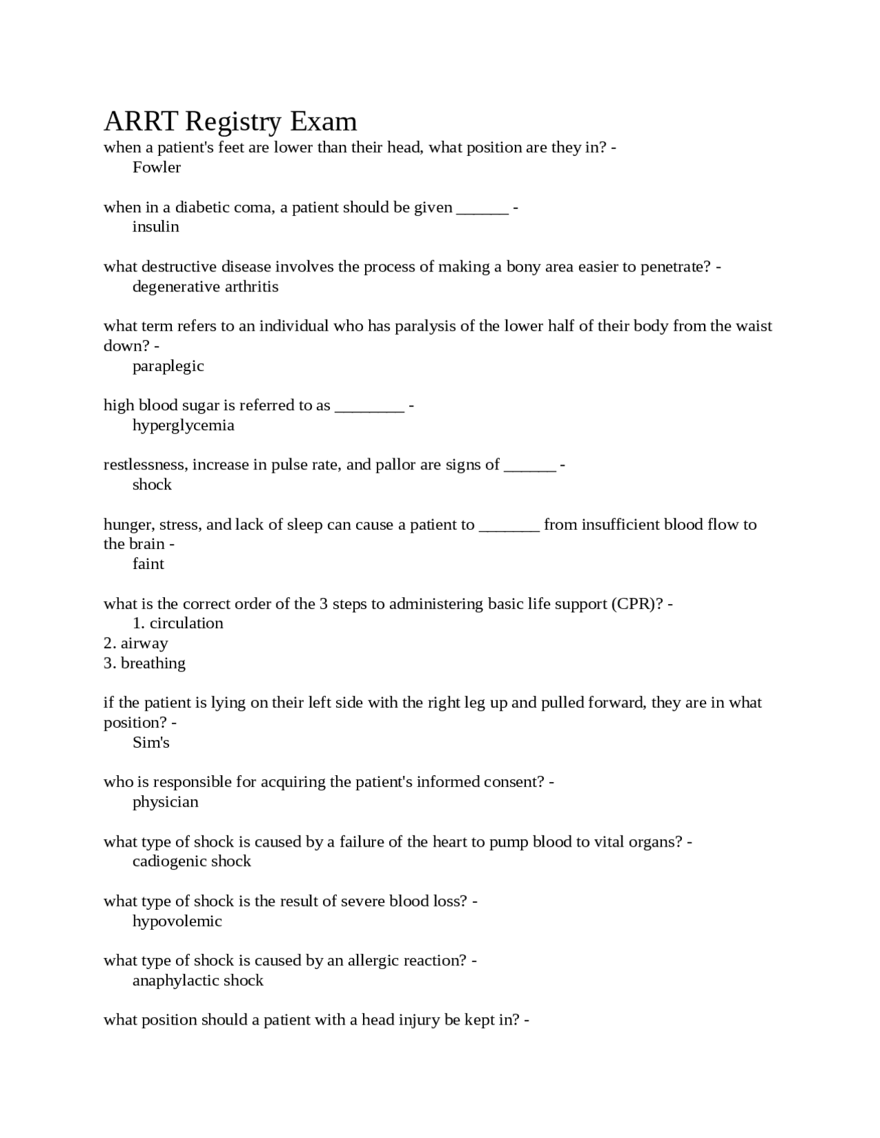 ARRT Registry Exam ARRT Registry Exam | Exams Medicine | Docsity