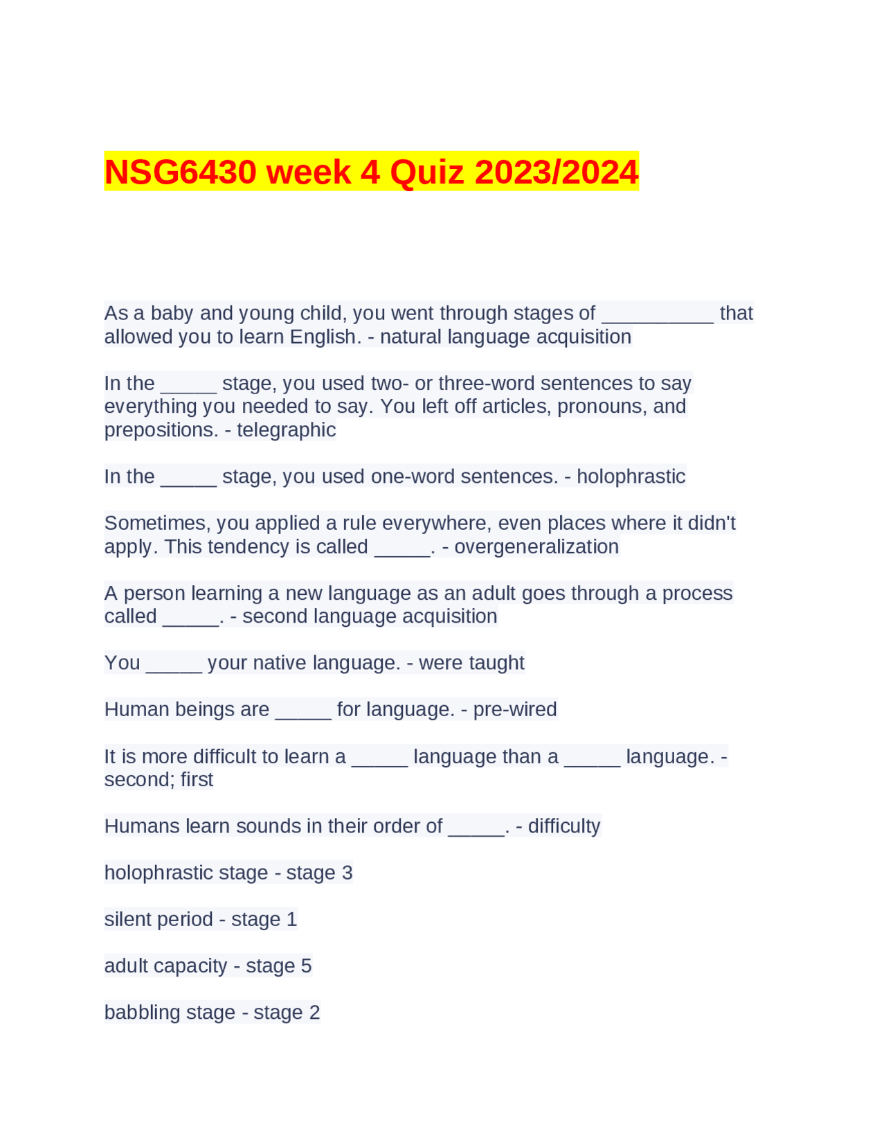 Language Acquisition and Dialects Quiz Exams English Literature Docsity