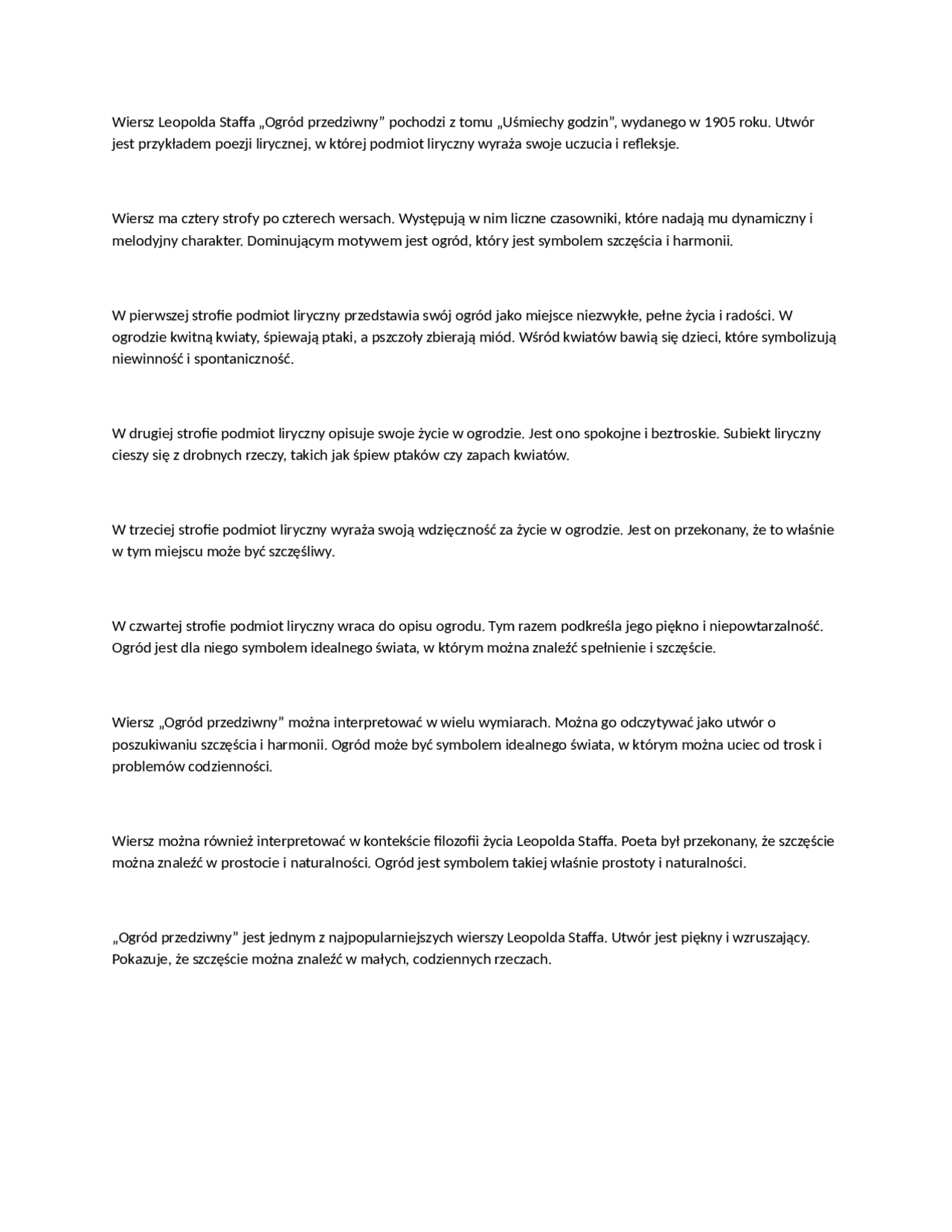 analiza i interpretacja wiersza „Ogród przedziwny” | Notatki Język