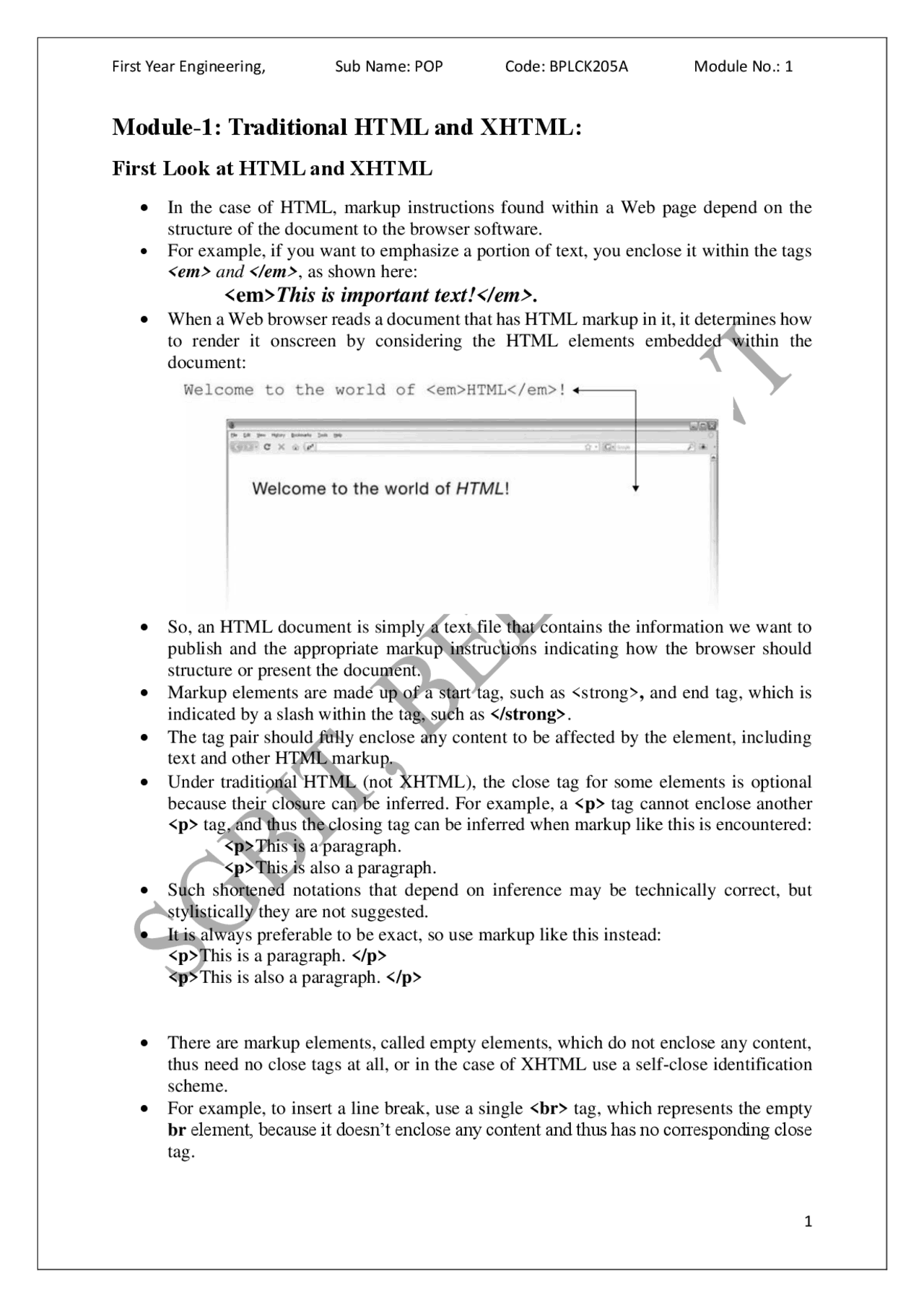 Introduction to HTML and XHTML | Study notes Web Programming and ...