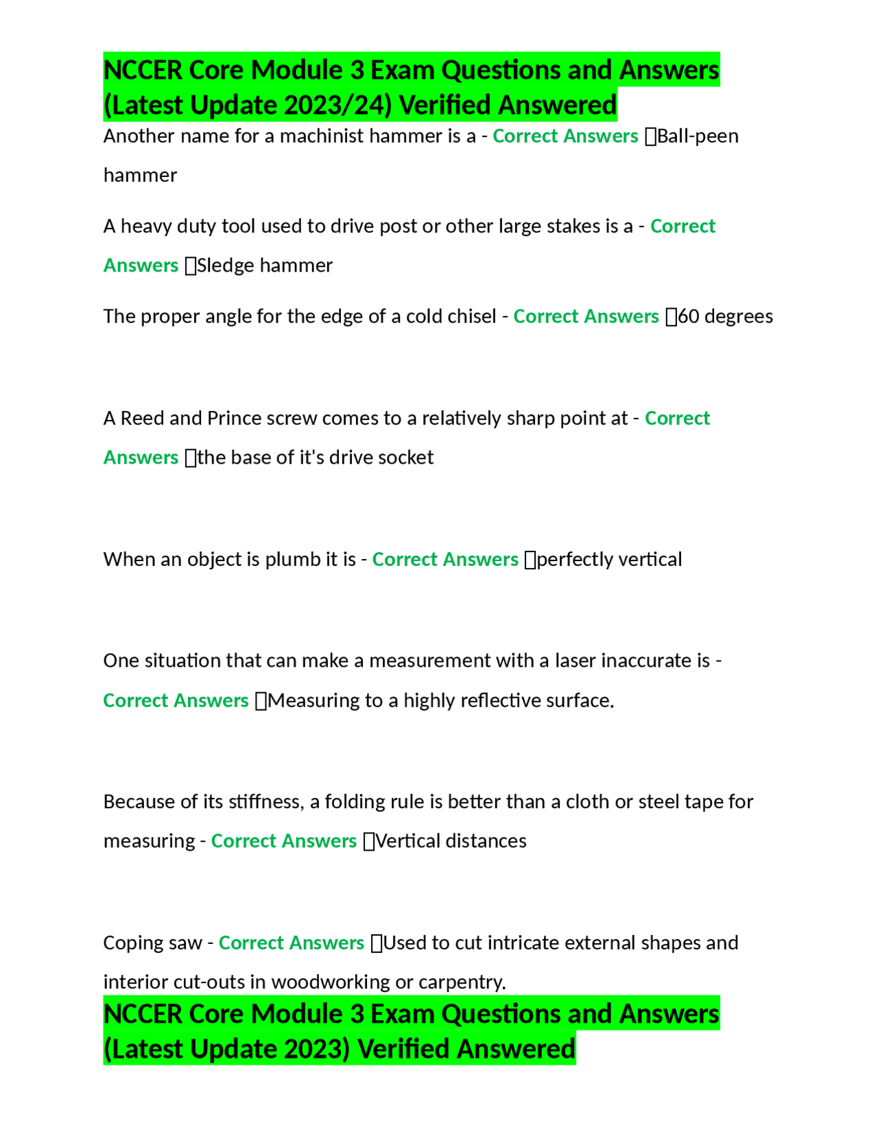Nccer Module 1 Review Questions Answers - 1v2y6b1
