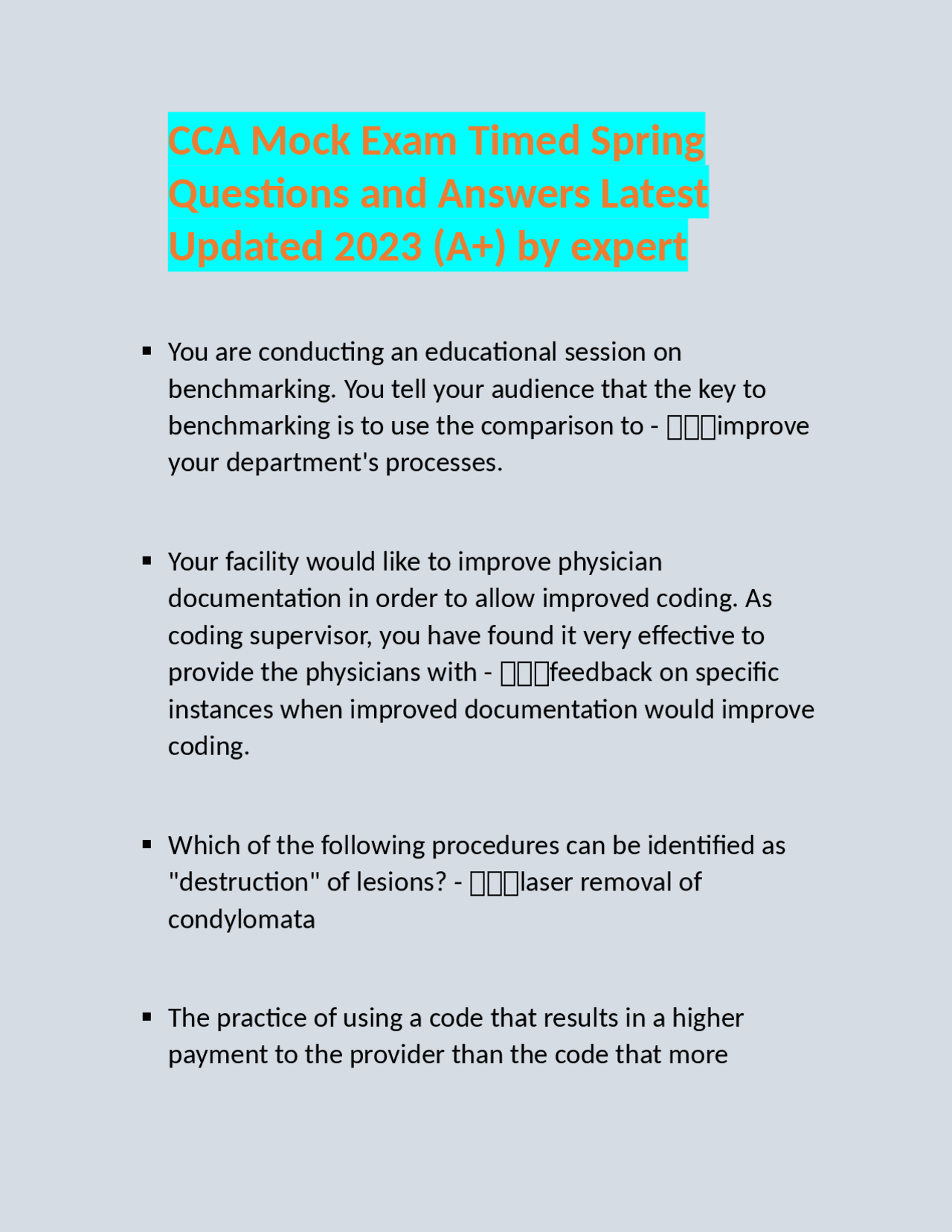 CCA Mock Exam Timed Spring Questions and Answers Latest Updated 2023 ...