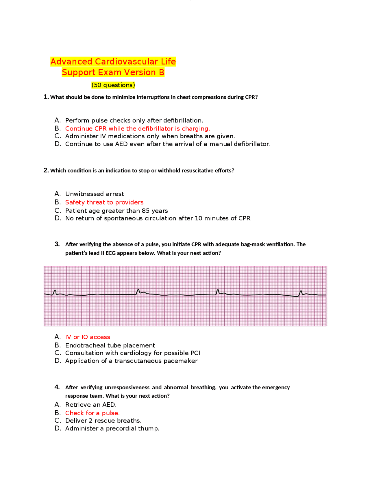Advanced Cardiovascular Life Support Exam Version B Exams Advanced Systems Biology Docsity Advanced Cardiovascular Life Support Exam Version B Exams Advanced Systems Biology Docsity
