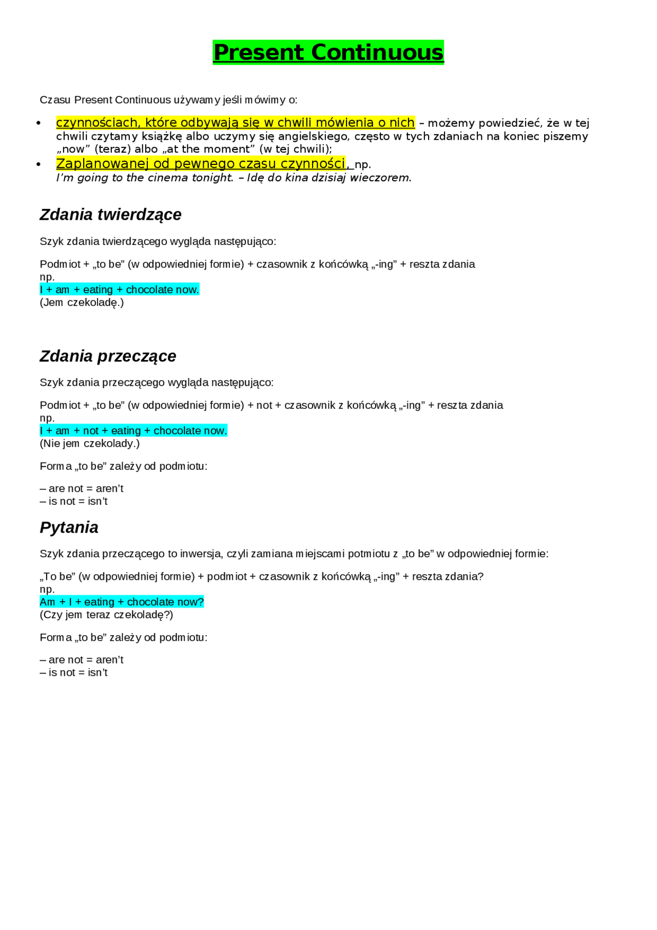 czasy angielskie budowa | Notatki Język angielski | Docsity