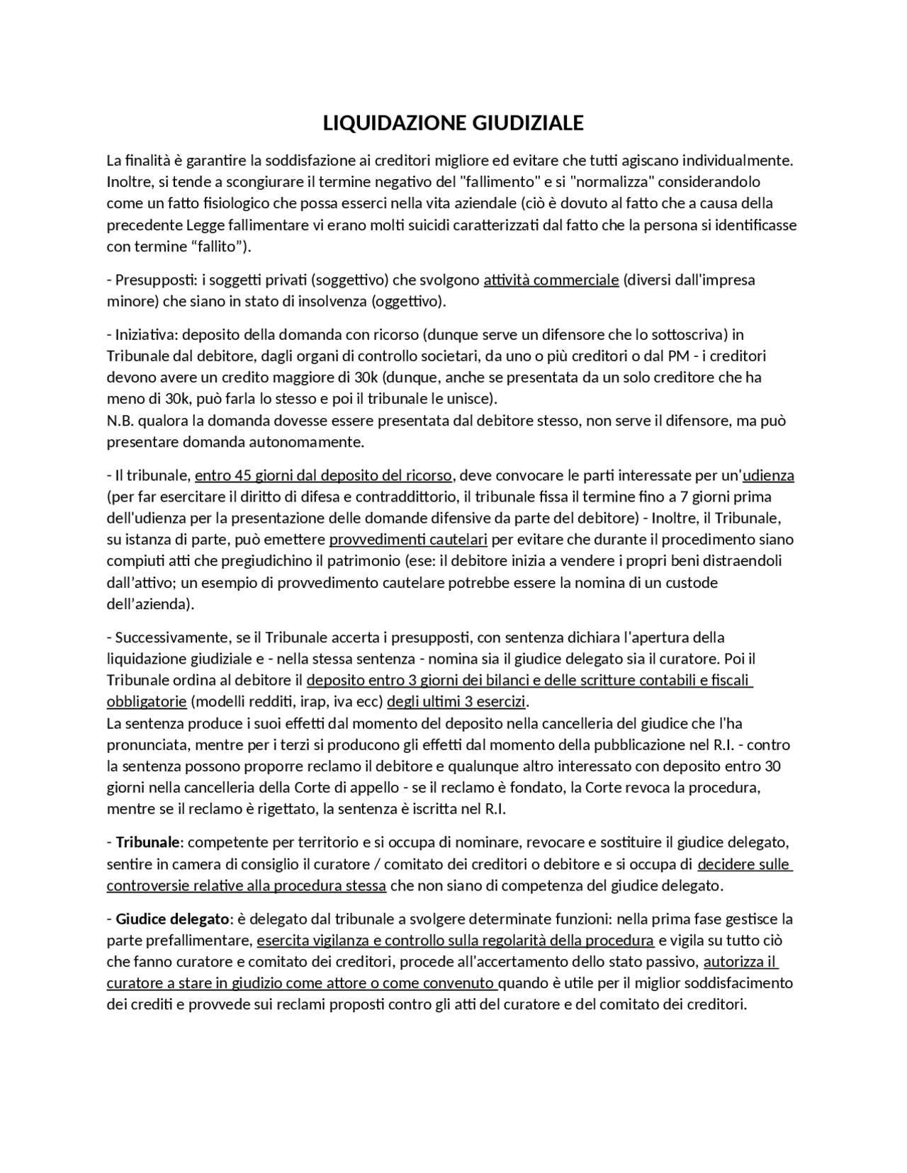 Riassunto Liquidazione giudiziale - aggiornato 2023 | Schemi e mappe  concettuali di Diritto fallimentare