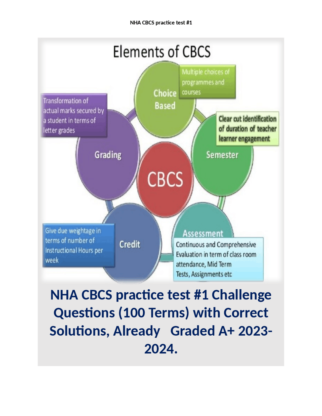 NHA CBCS practice test #1 Challenge Questions (100 Terms) with Correct ...