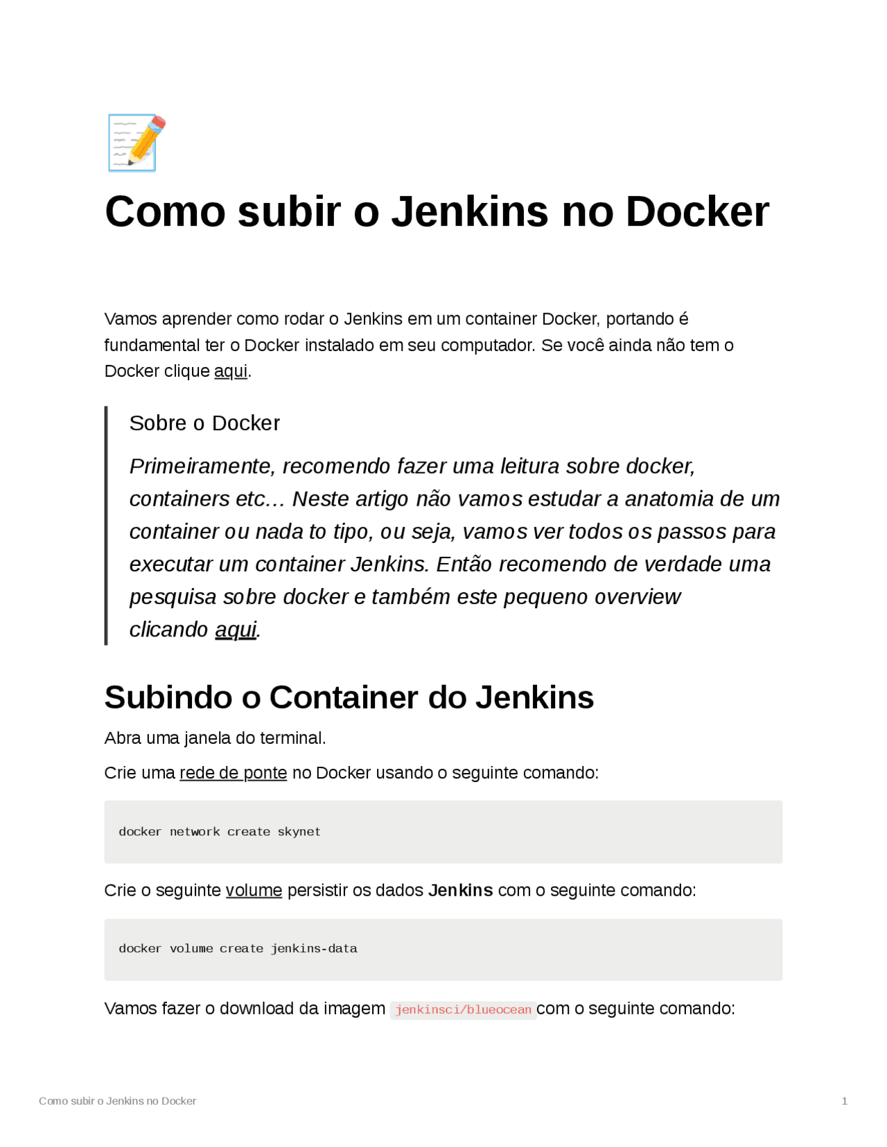 Como subir o Jenkins no Docker | Sintesi del corso Fondamenti di ...