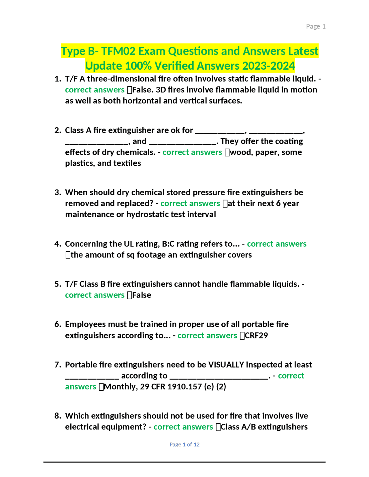 TFM02 Exam Questions and Answers Exams Botany and Agronomy Docsity
