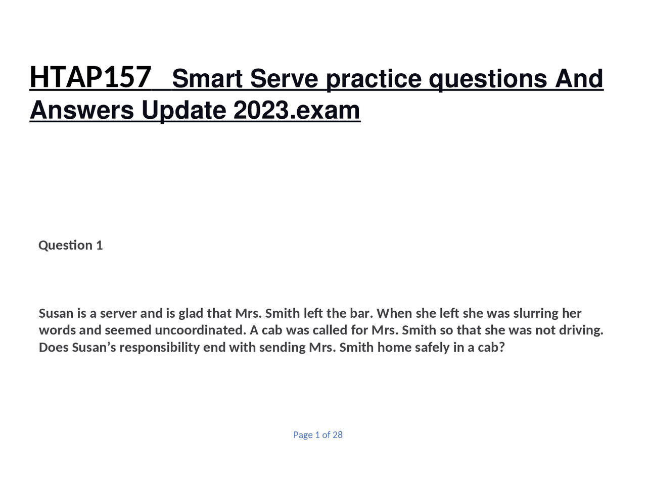 HTAP157 Smart Serve practice questions And Answers Update 2023.exam