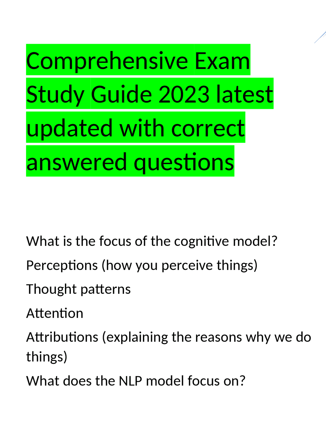 Comprehensive Exam Study Guide 2023 Latest Updated With Correct comprehensive-exam-study-guide-2023-latest-updated-with-correct