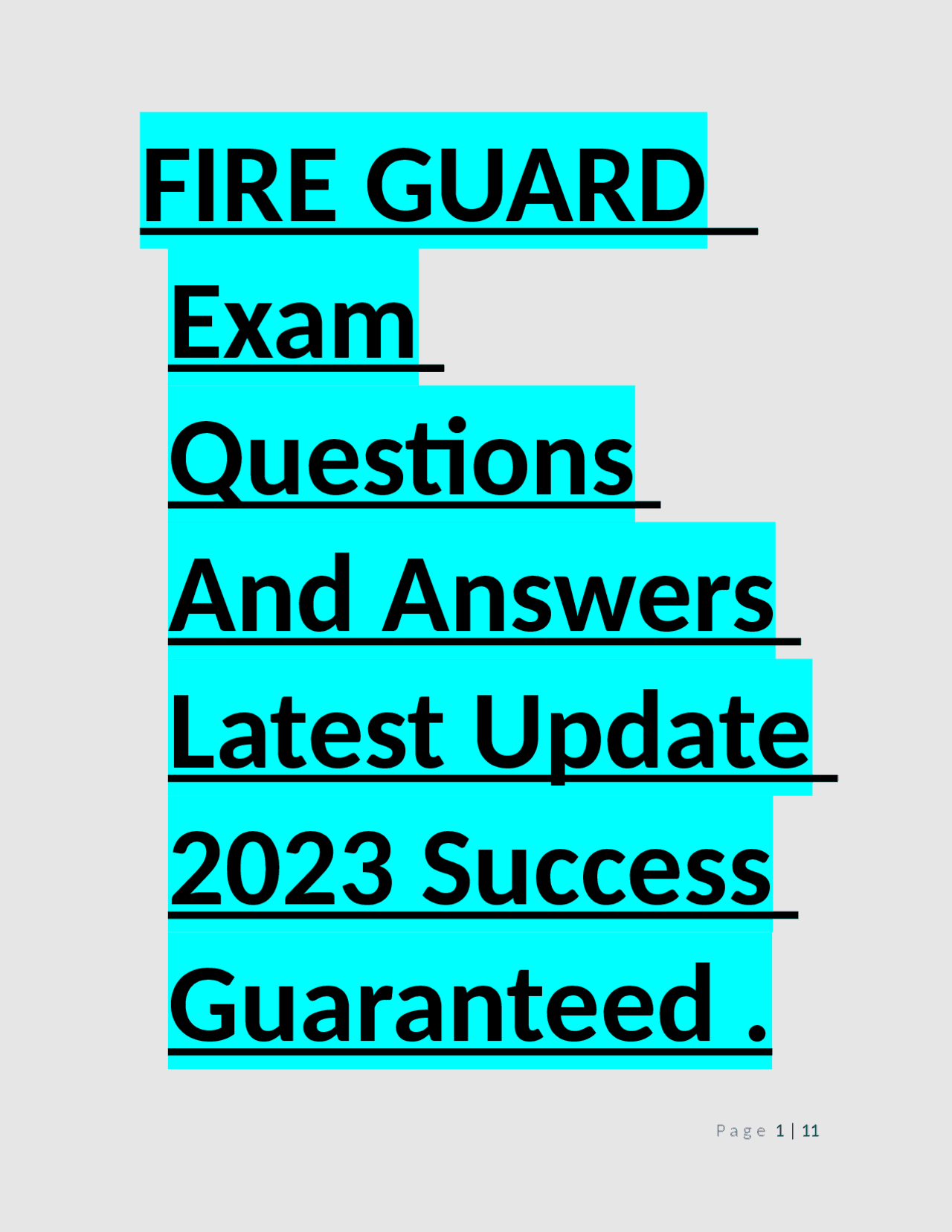Fire Guard Exam Questions and Answers | Exams Safety and Fire ...